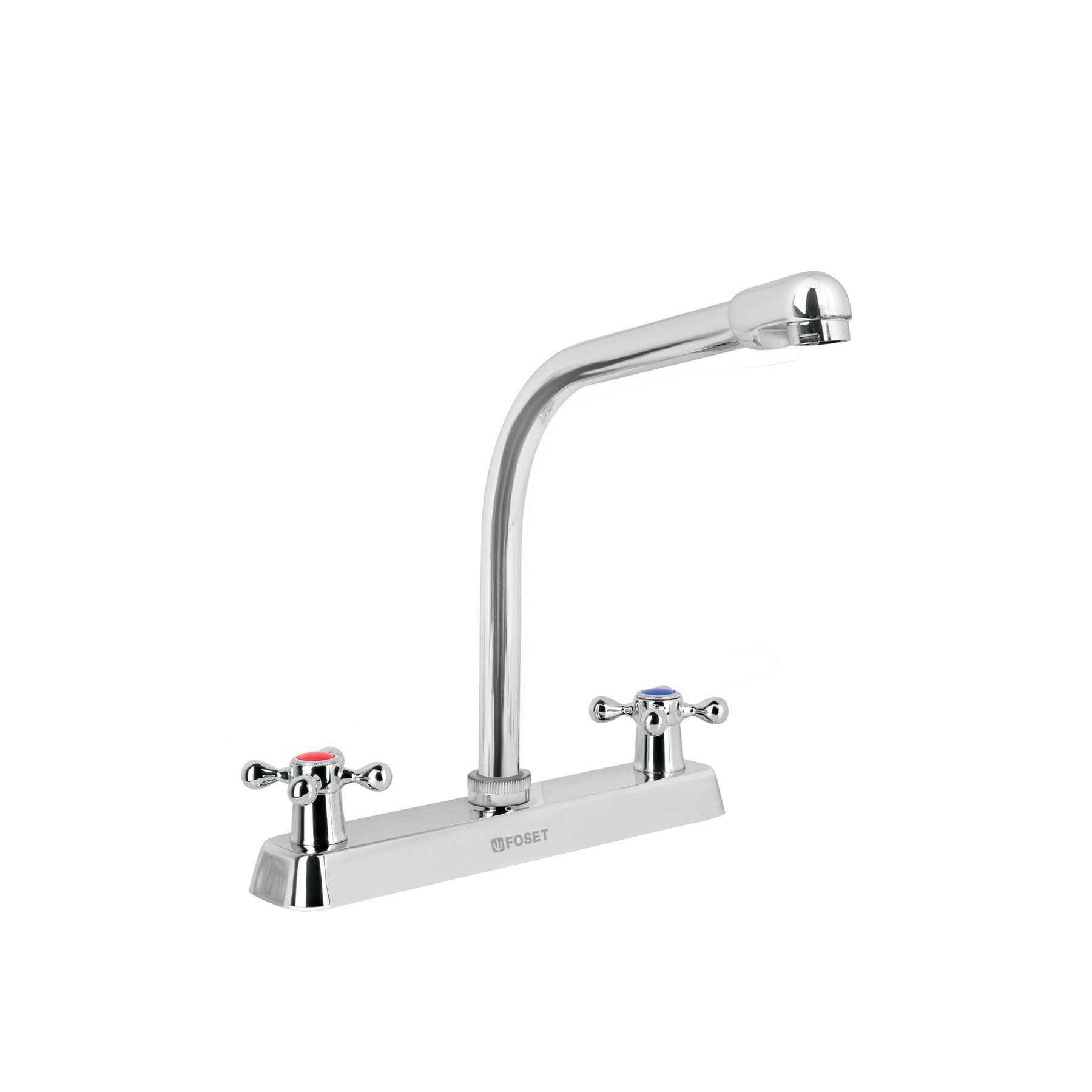 Mezcladora 8' fregadero cromo, cuello cobra, cruceta, BASIC