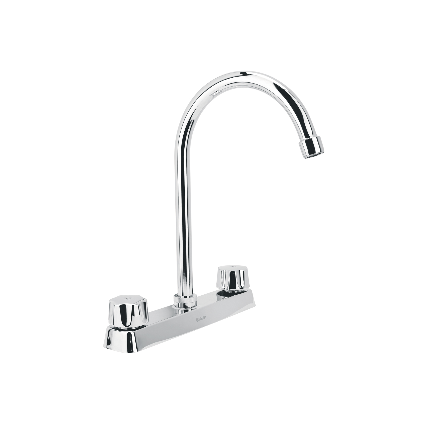 Mezcladora 8' fregadero cromo, cuello curvo,hexagonal, BASIC