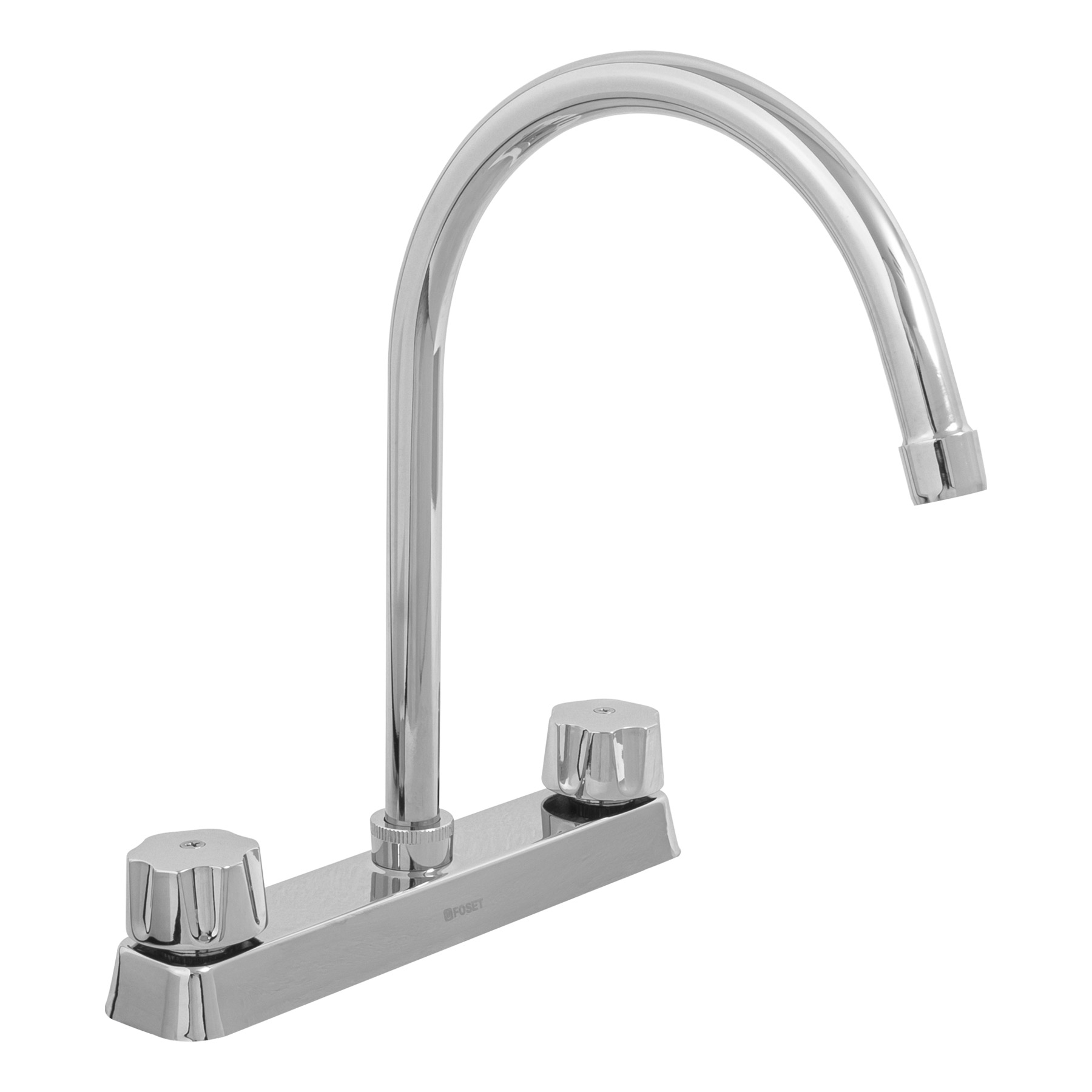 Mezcladora 8' fregadero cromo, cuello curvo,compresión,BASIC