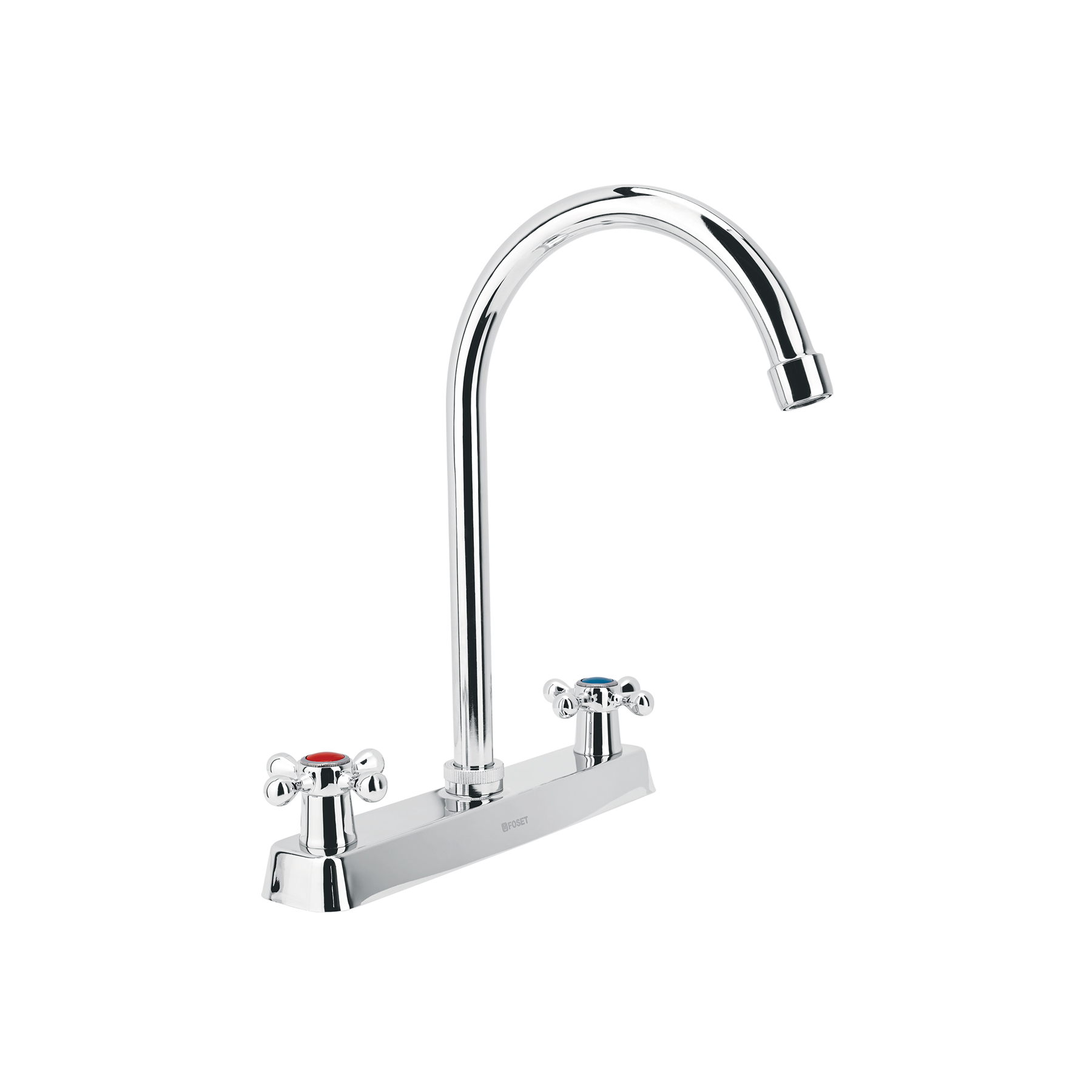 Mezcladora 8' fregadero cromo, cuello curvo, cruceta, BASIC