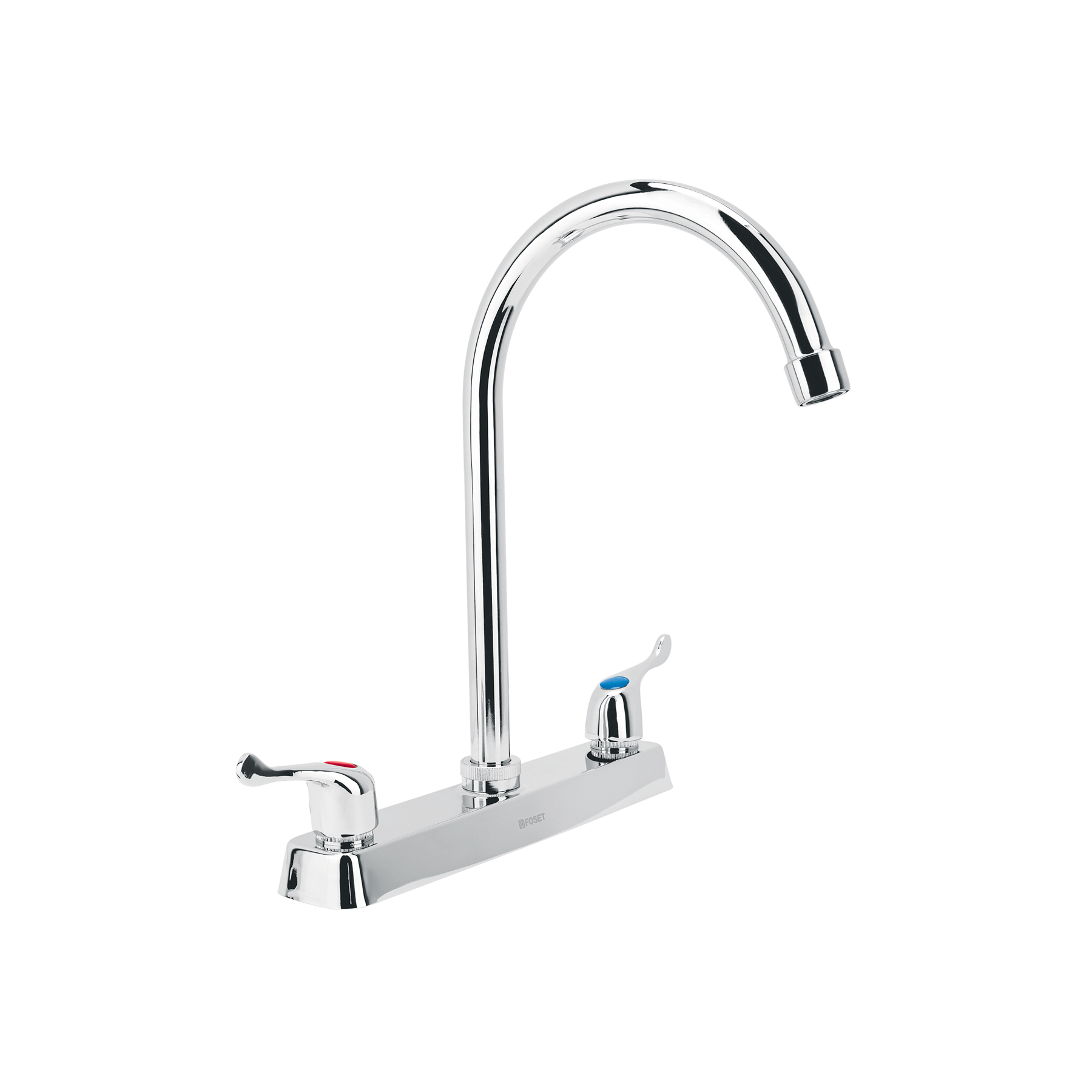 Mezcladora 8' fregadero cromo, cuello curvo, palanca, BASIC