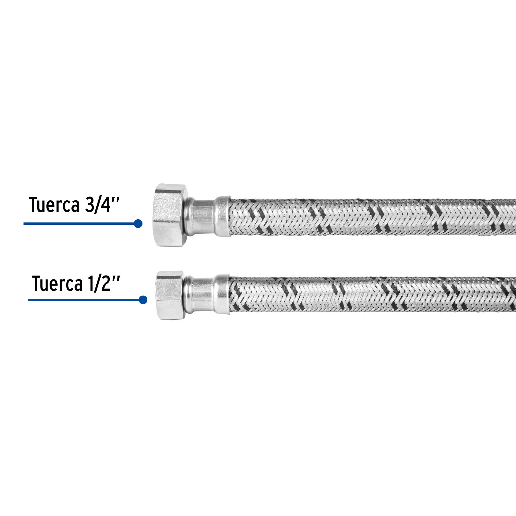 Manguera para boiler, acero inox, 1/2'x3/4', 40 cm, Foset - Imagen 3