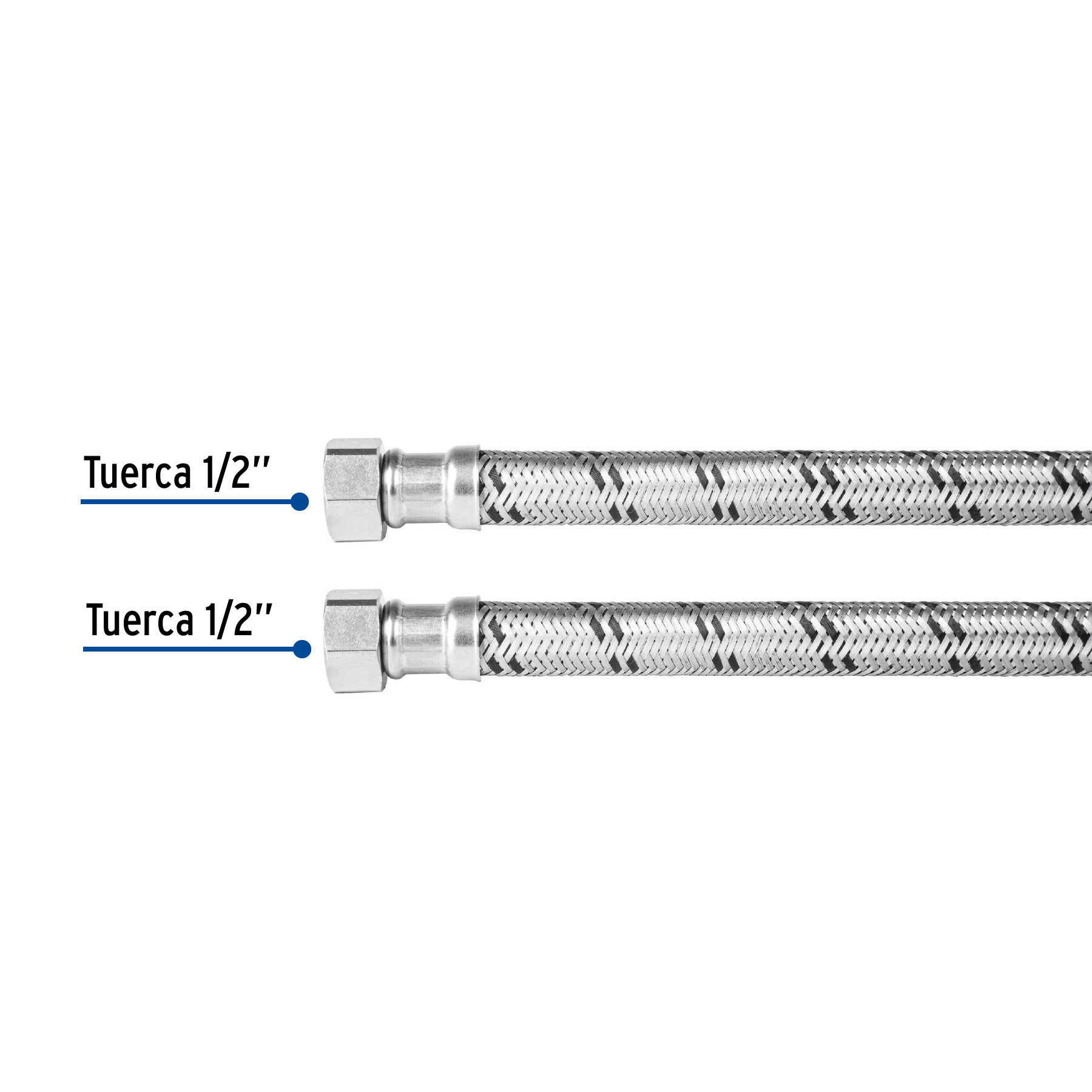 Manguera para boiler, acero inox, 1/2'x1/2', 150 cm, Foset - Imagen 3