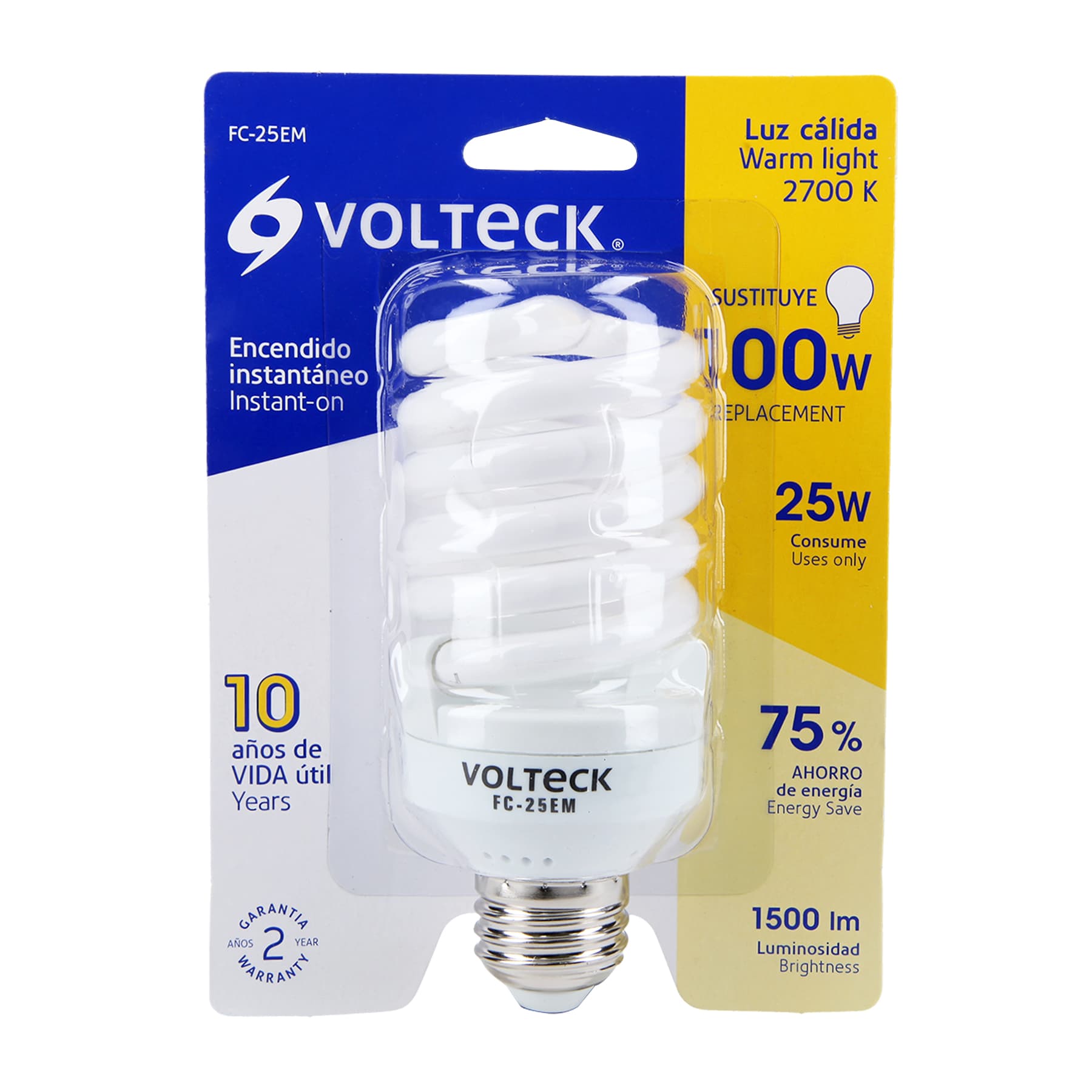 Lámpara espiral mini T2 25 W luz cálida en blíster, Volteck - Imagen 4