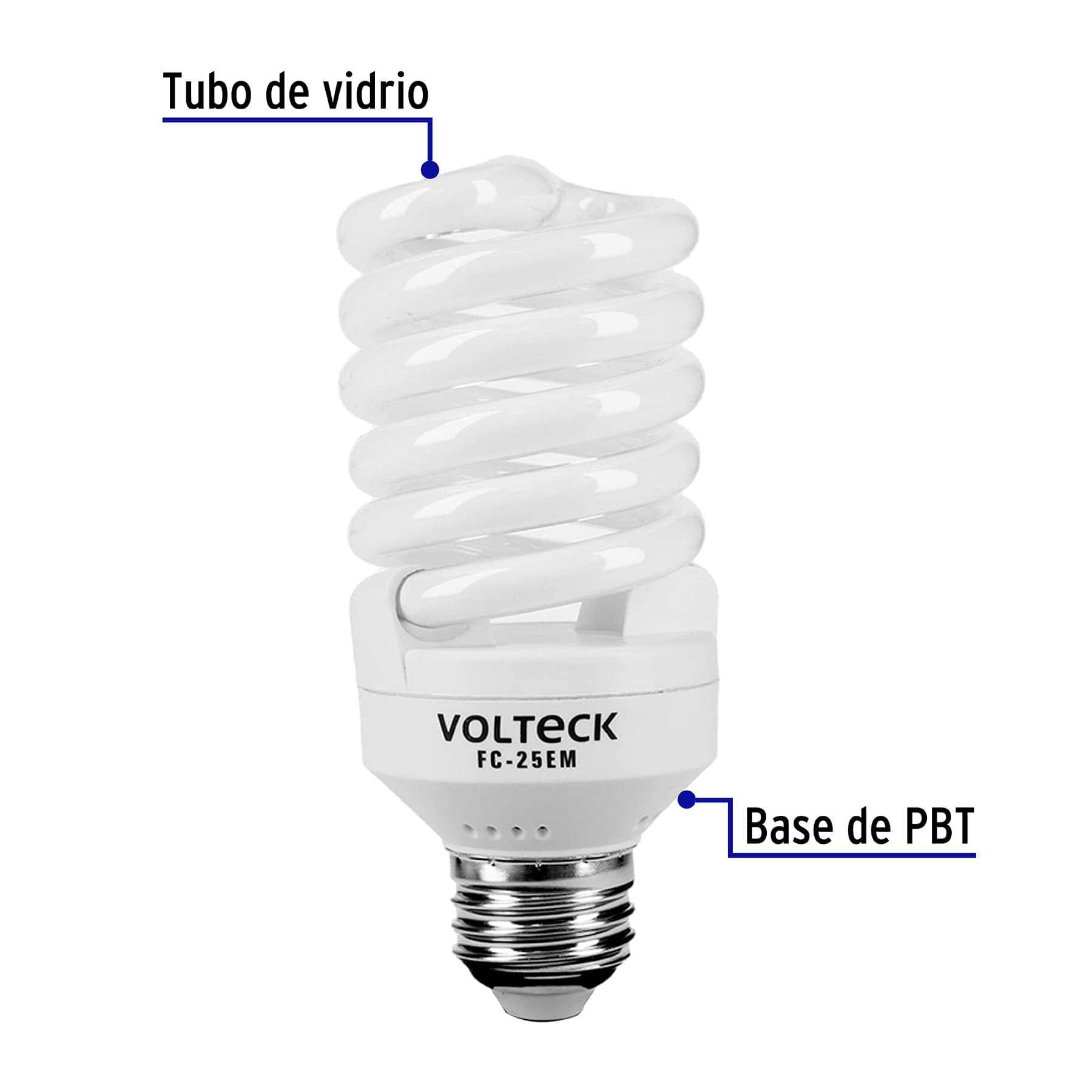Lámpara espiral mini T2 25 W luz cálida en blíster, Volteck - Imagen 2