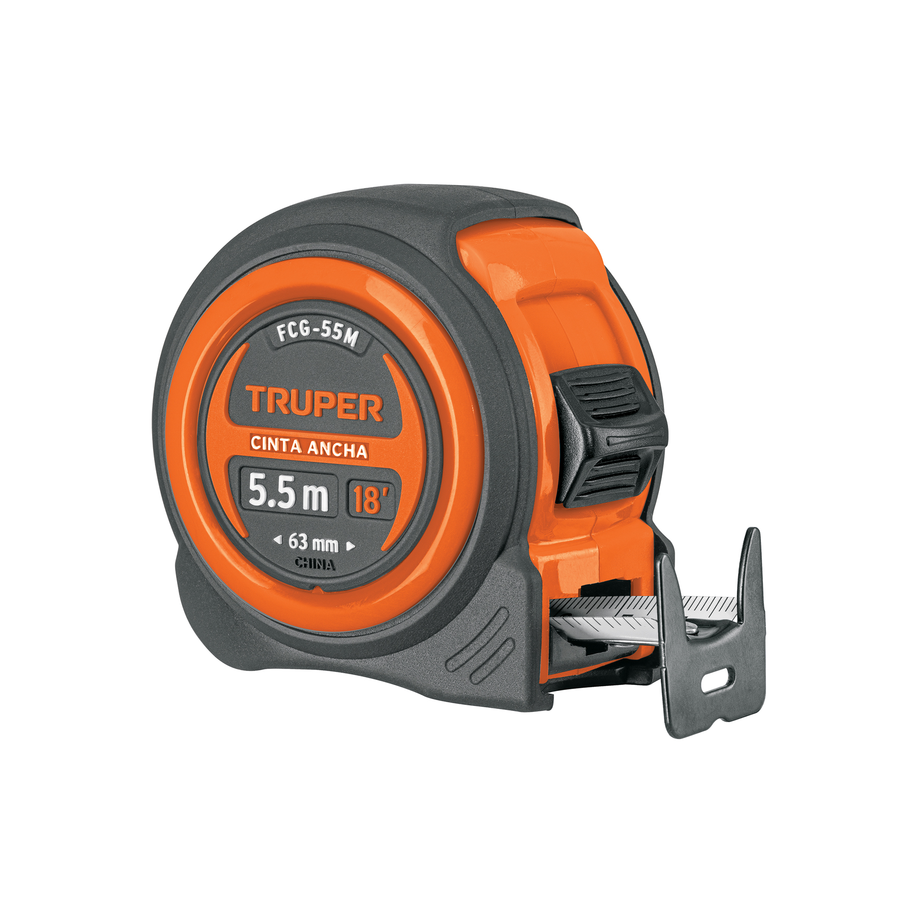 Flexómetro compacto contra impactos 5.5 m cinta 25 mm,TRUPER