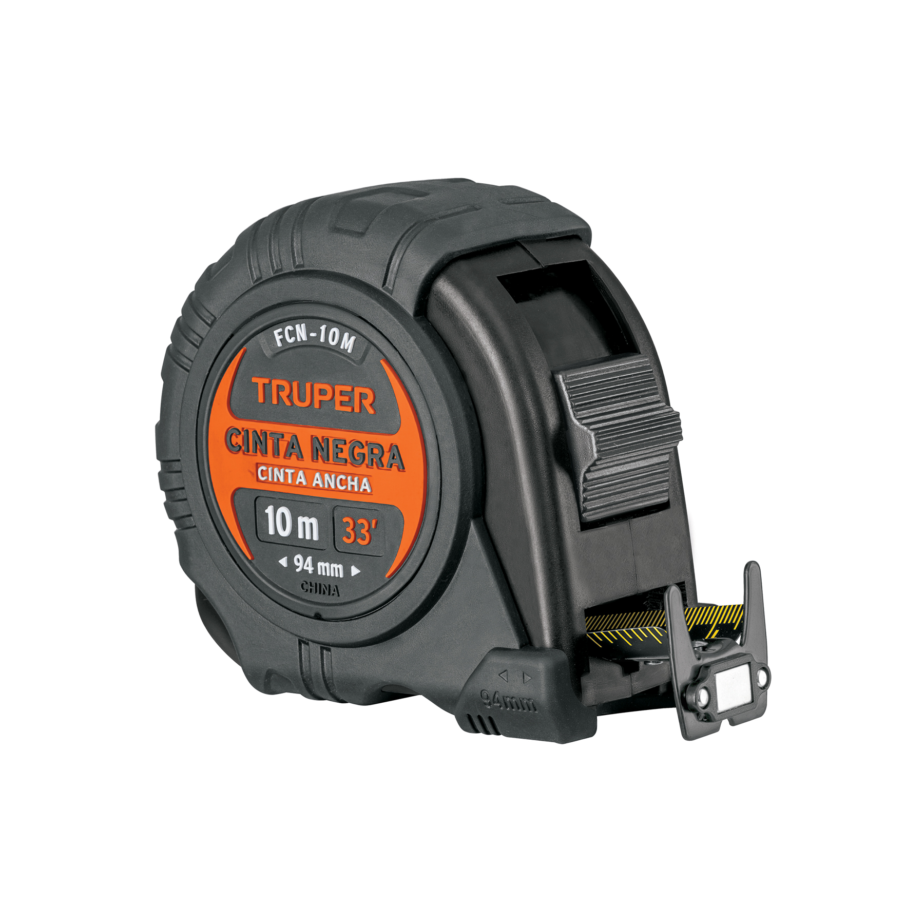 Flexómetro contra impactos 10 m, Cinta Negra 32 mm, Truper