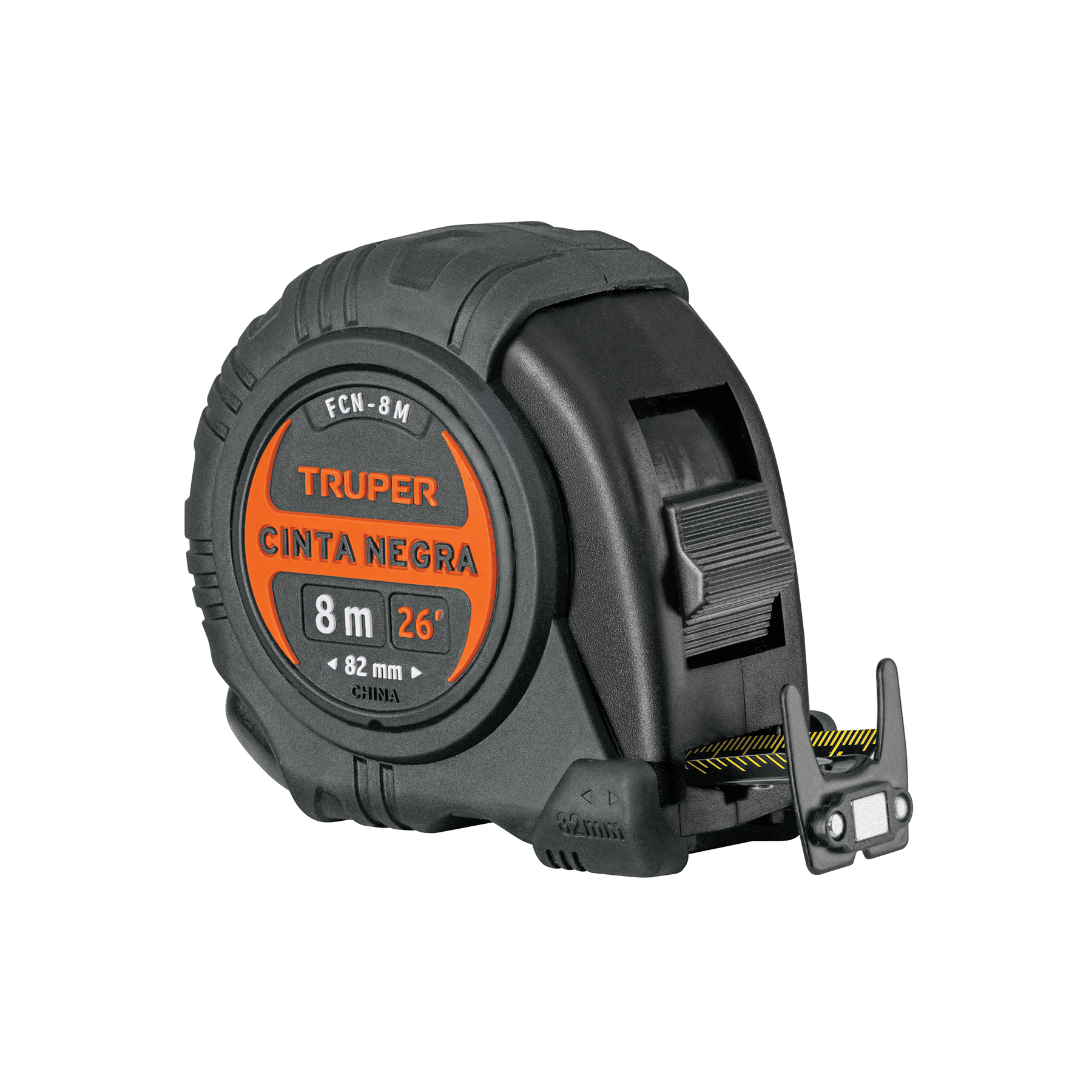 Flexómetro contra impactos 8 m, Cinta Negra 25 mm, Truper
