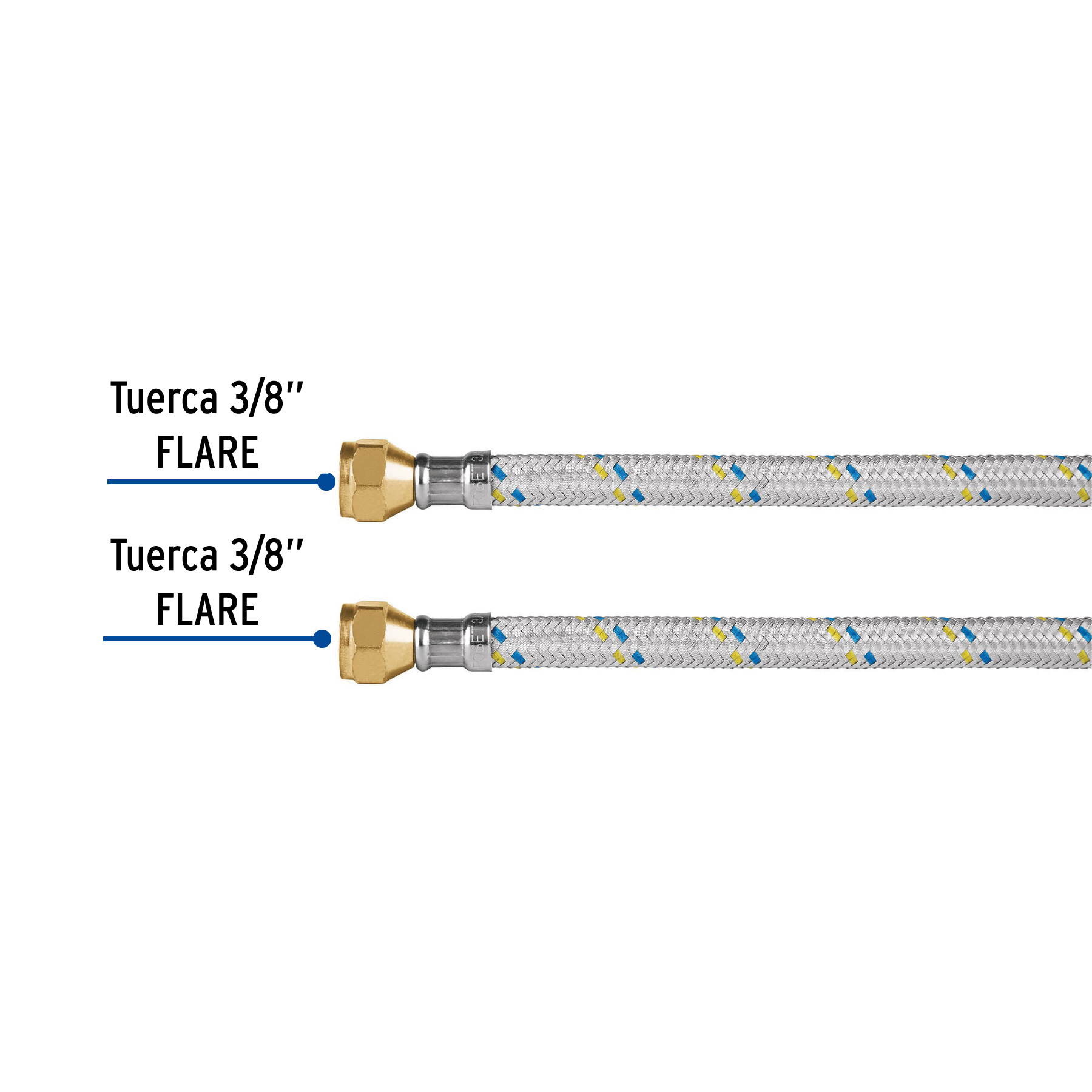 Manguera para gas, aluminio, 3/8' flare, 60 cm, FOSET - Imagen 4