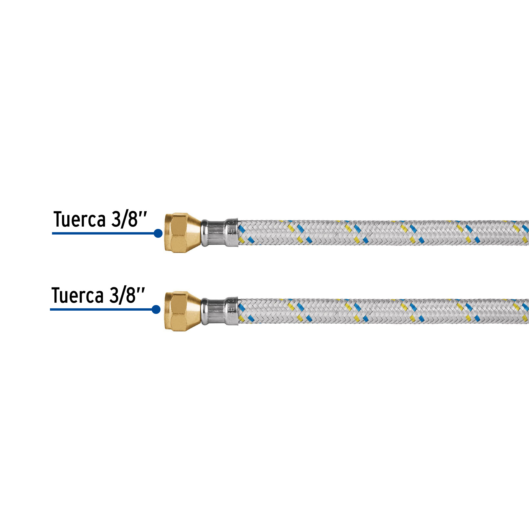 Manguera para gas, aluminio, 3/8' flare, 60 cm, FOSET - Imagen 3