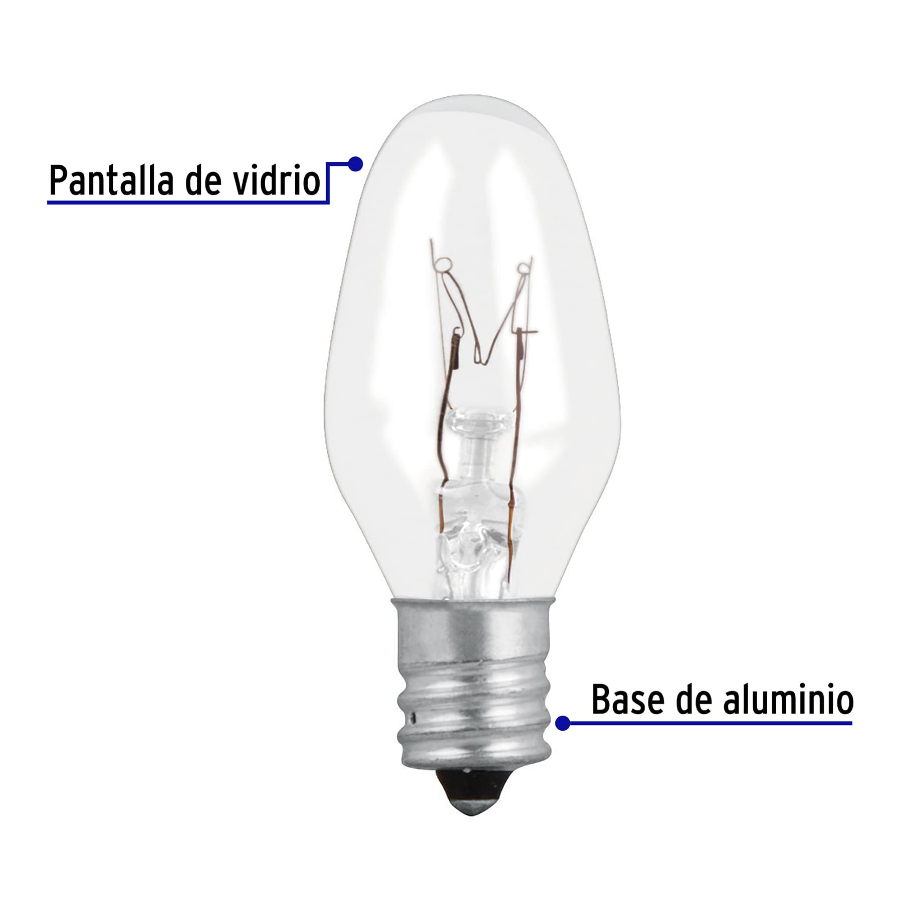 Caja con 50 focos incandescentes transparentes base E12 7.5W - Imagen 3