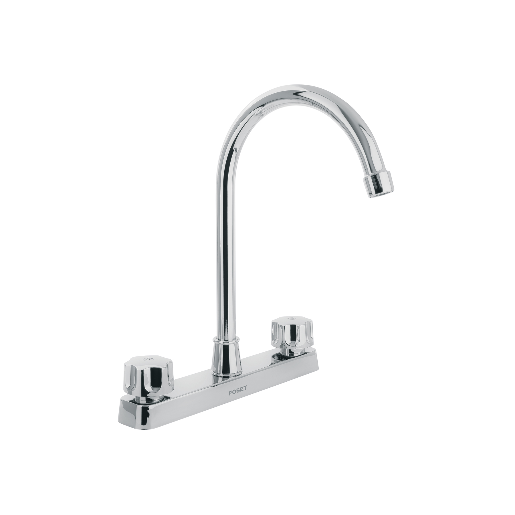 Mezcladora 8' fregadero, ABS, cuello curvo, hexagonal, BASIC