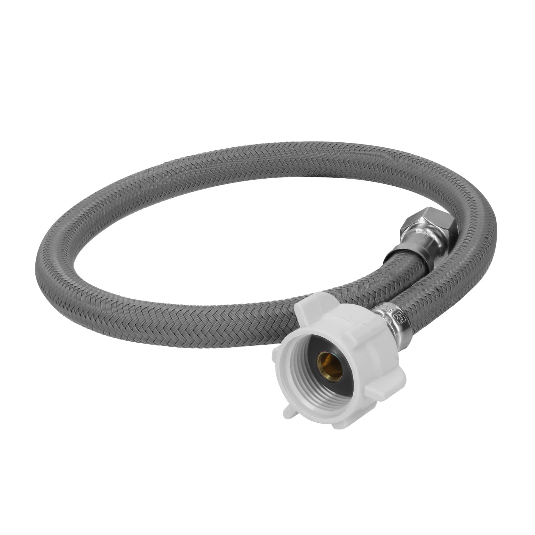 Manguera p/WC, vinilo gris, 3/8'x7/8' , 40cm, plástico/latón