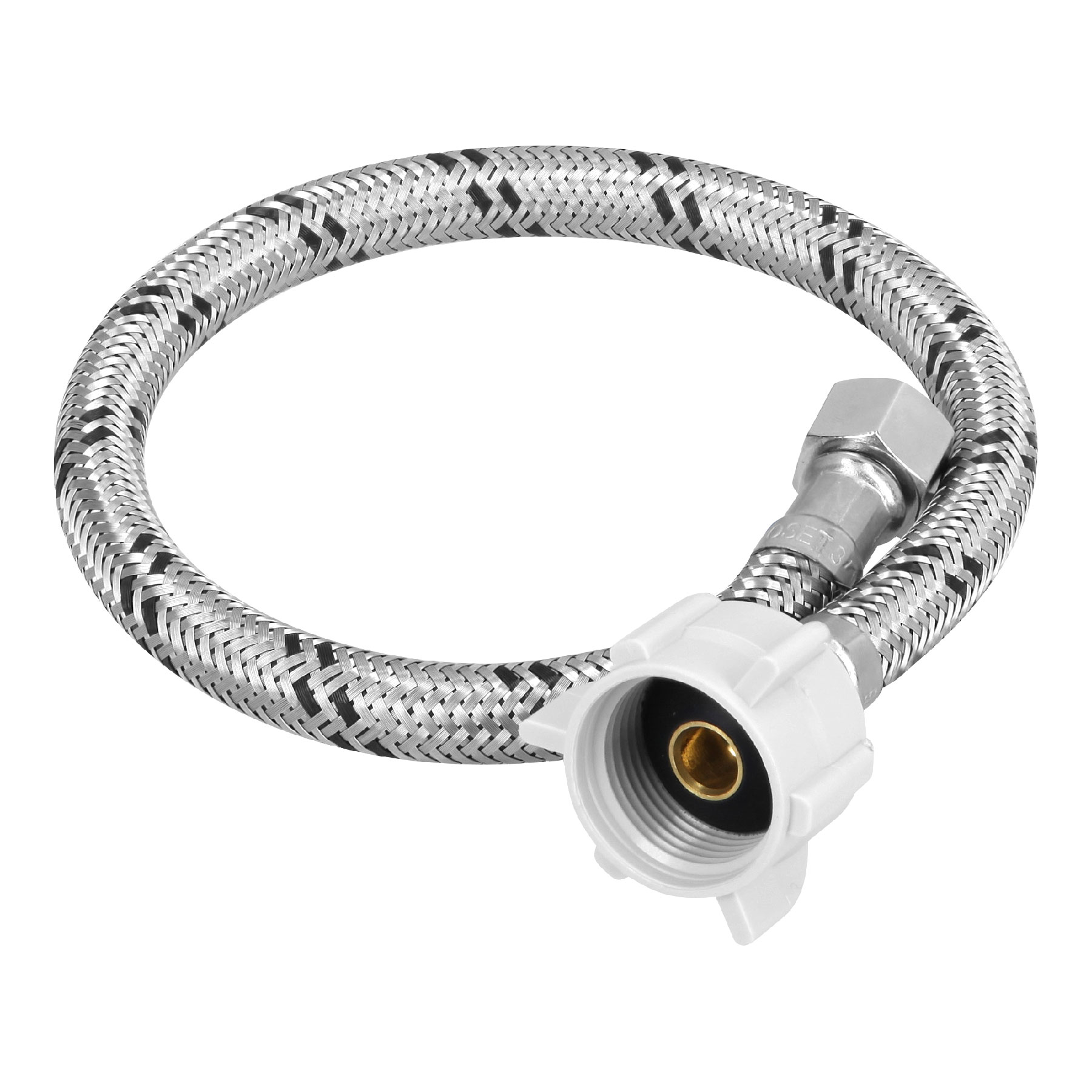 Manguera p/WC, acero inox, 3/8'x7/8', 40cm, plástico/latón