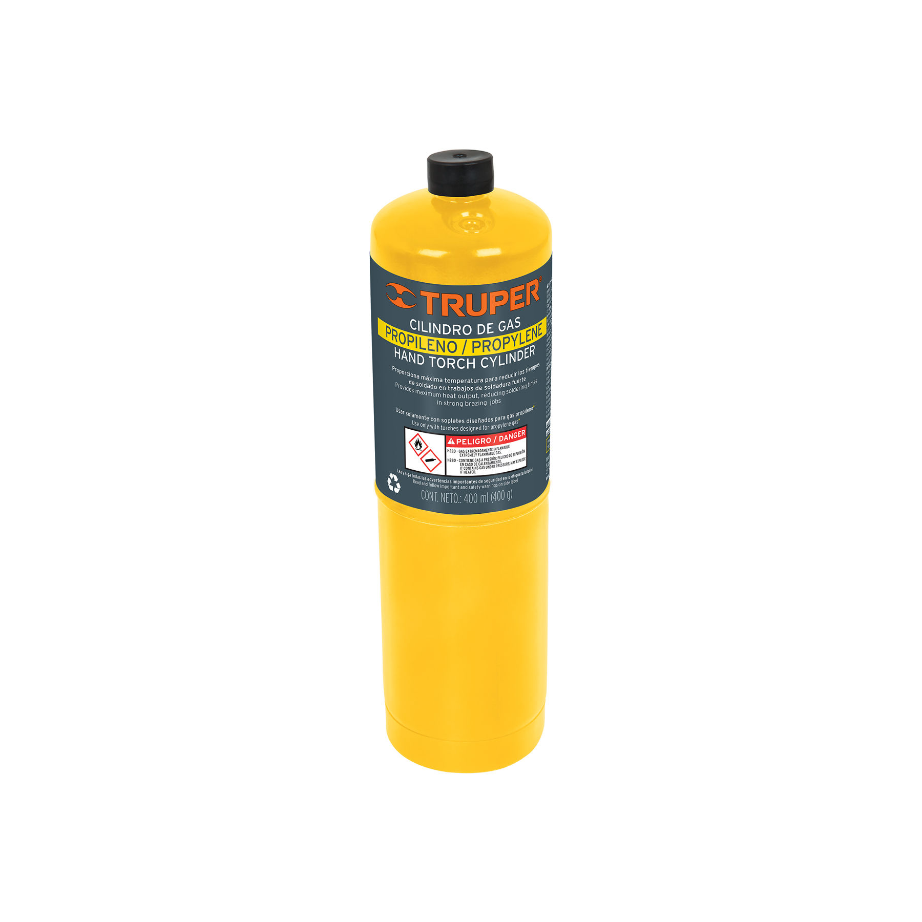 Cilindro de gas propileno de 400g, amarillo, TRUPER