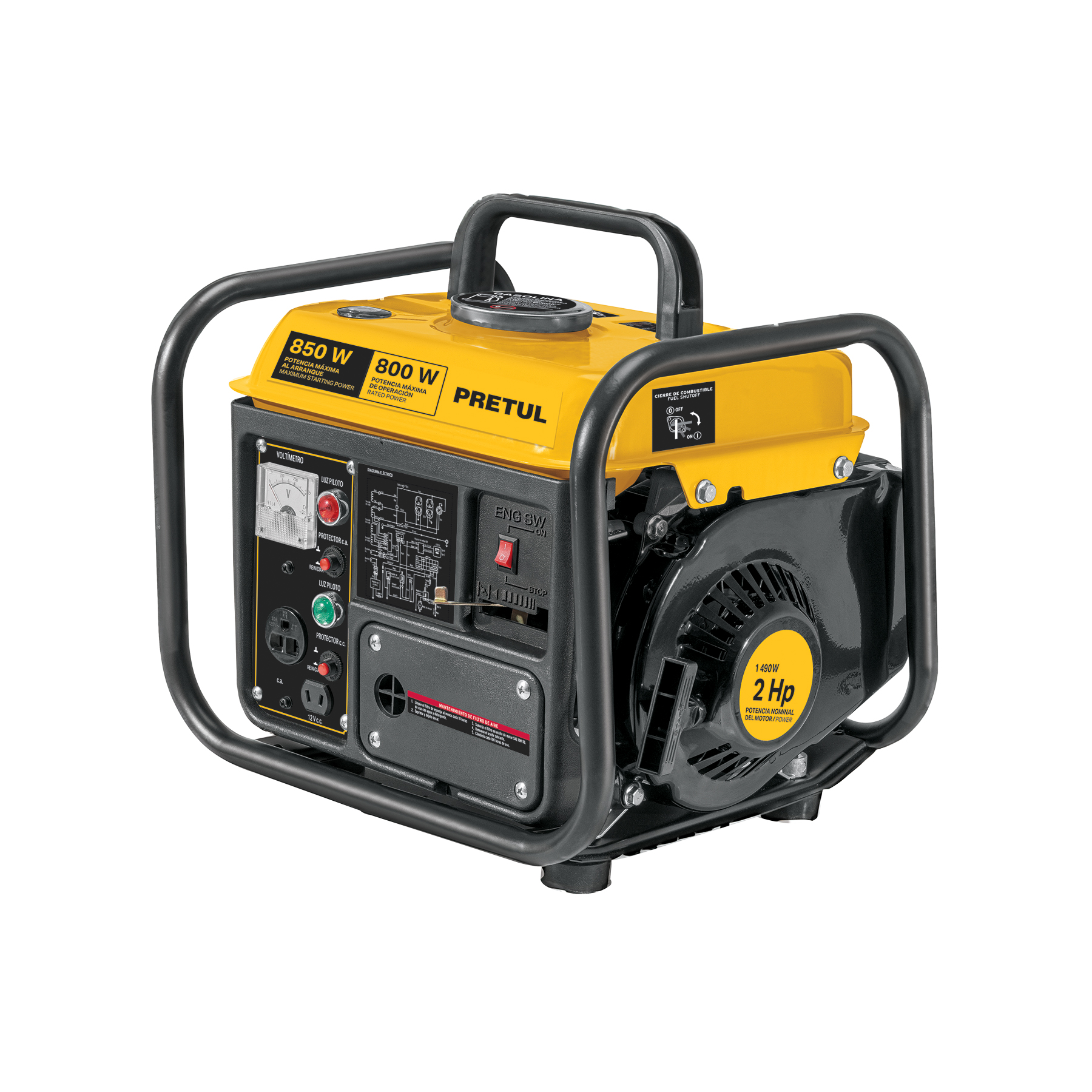 Generador portátil 0.8 kW motor 2 tiempos a gasolina, PRETUL