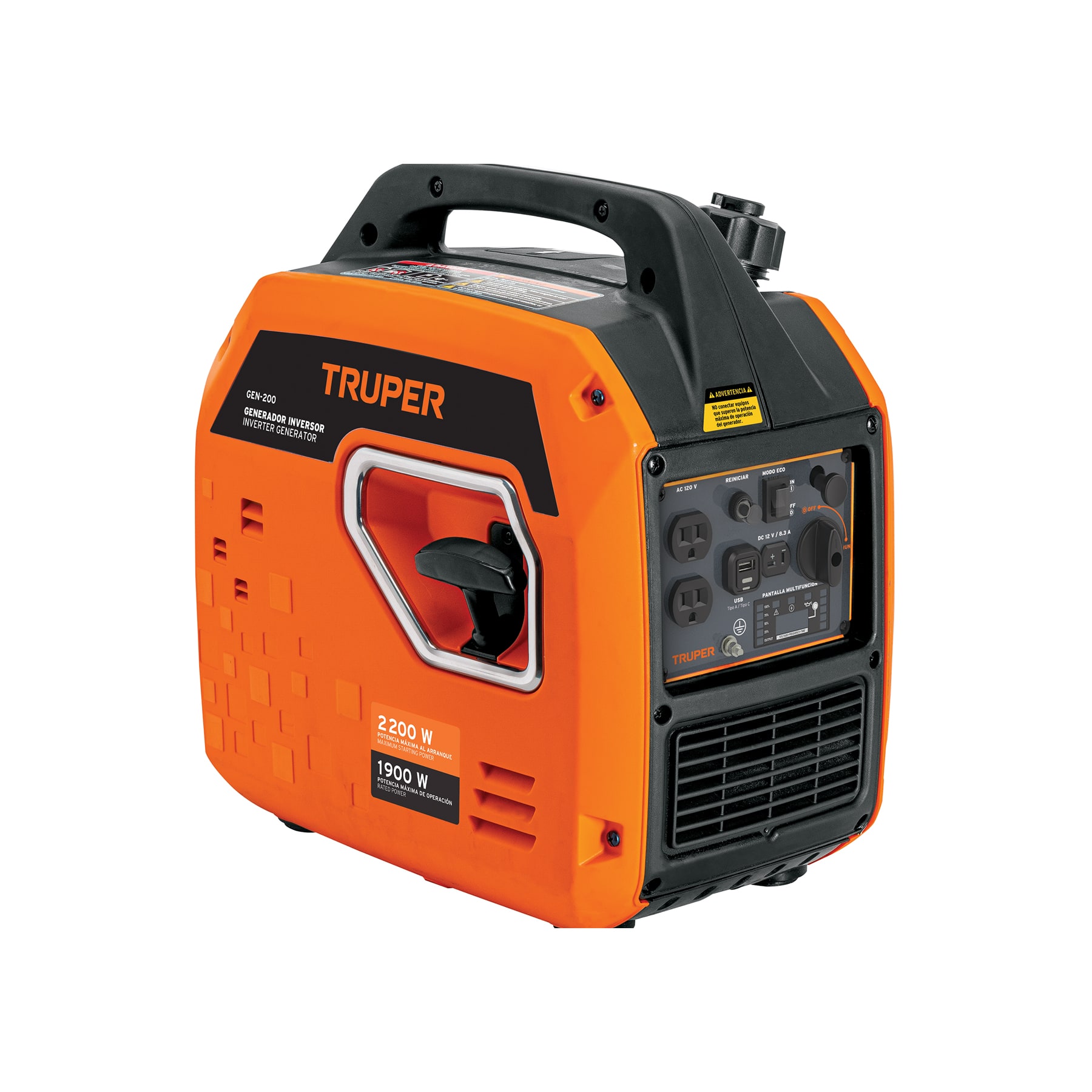 Generador silencioso inverter 2.2kW, 80 cc, encendido manual