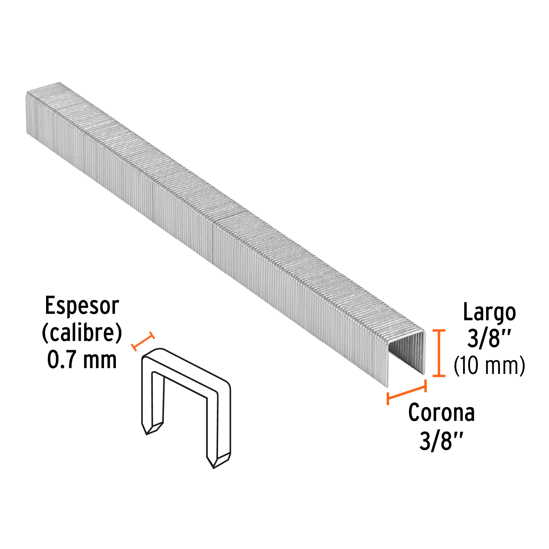 Caja con 5000 grapas corona 3/8' calibre 22, 10mm p/ENNE-70 - Imagen 3