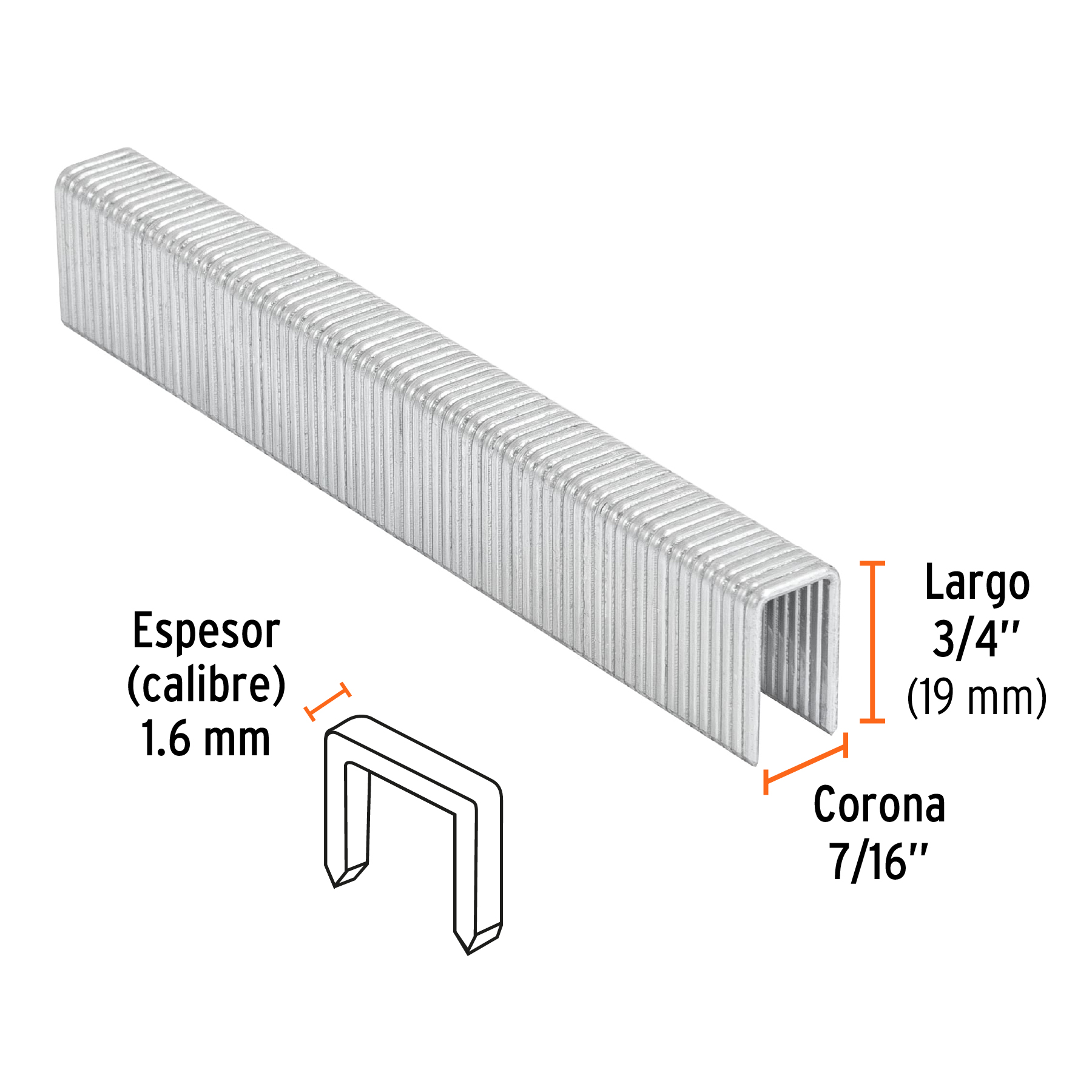 Caja con 1000 grapas corona 7/16' cal. 16, 19mm p/ENNE-160 - Imagen 2