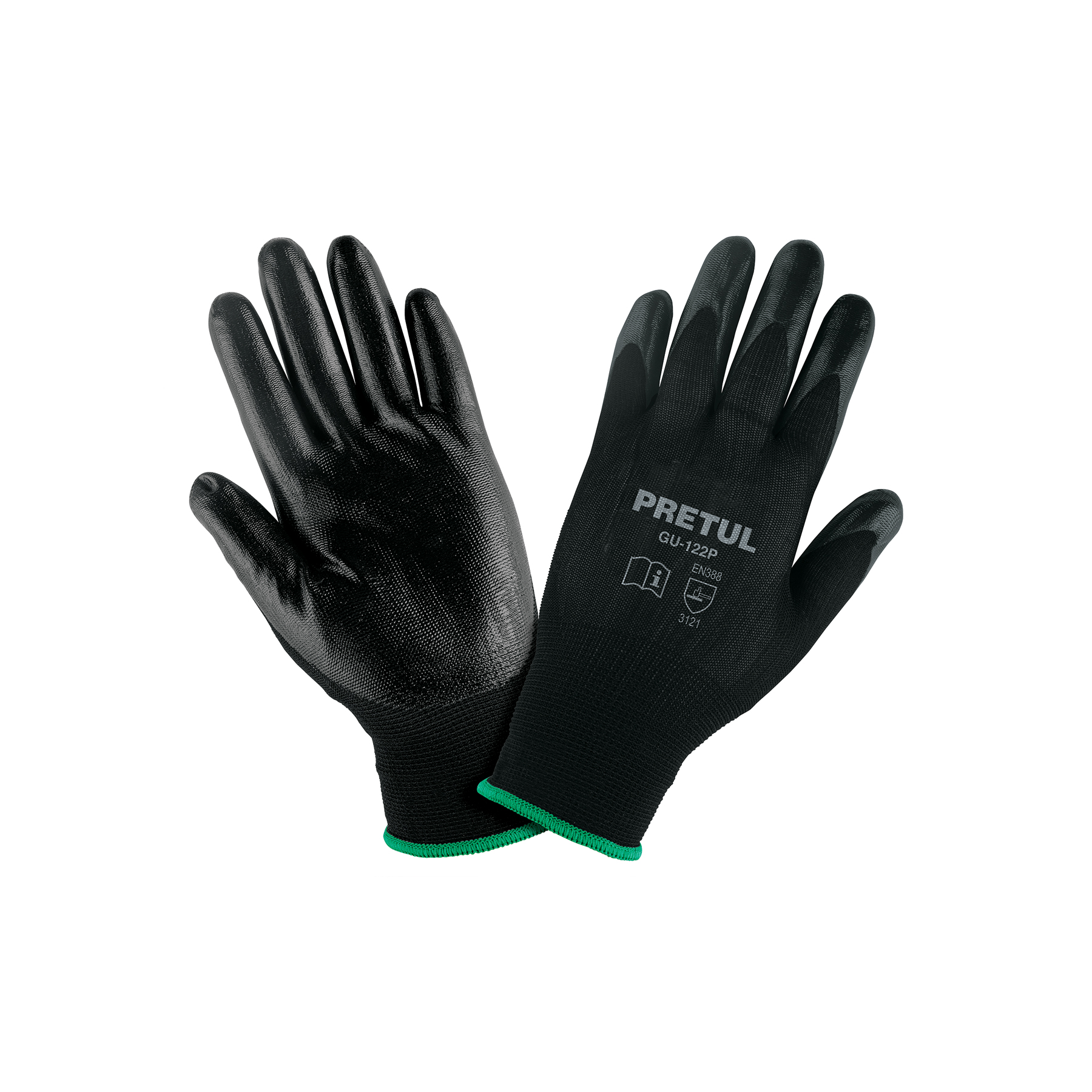 Guantes de nylon recubiertos de nitrilo, M, PRETUL