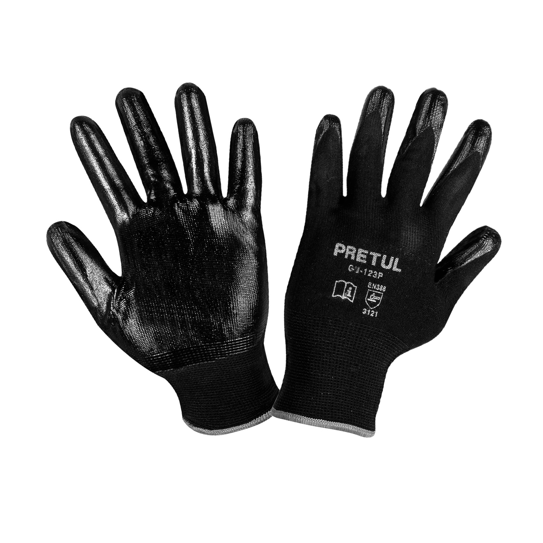 Guantes de nylon recubiertos de nitrilo, G, PRETUL
