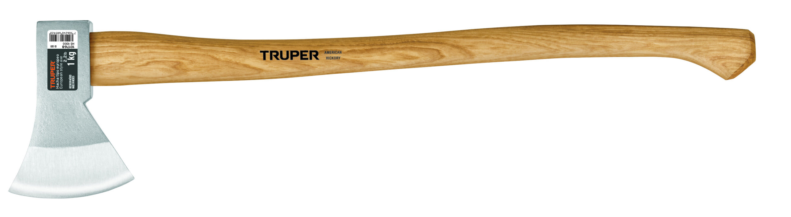 Hacha europea 1000 g, mango hickory 28', Truper