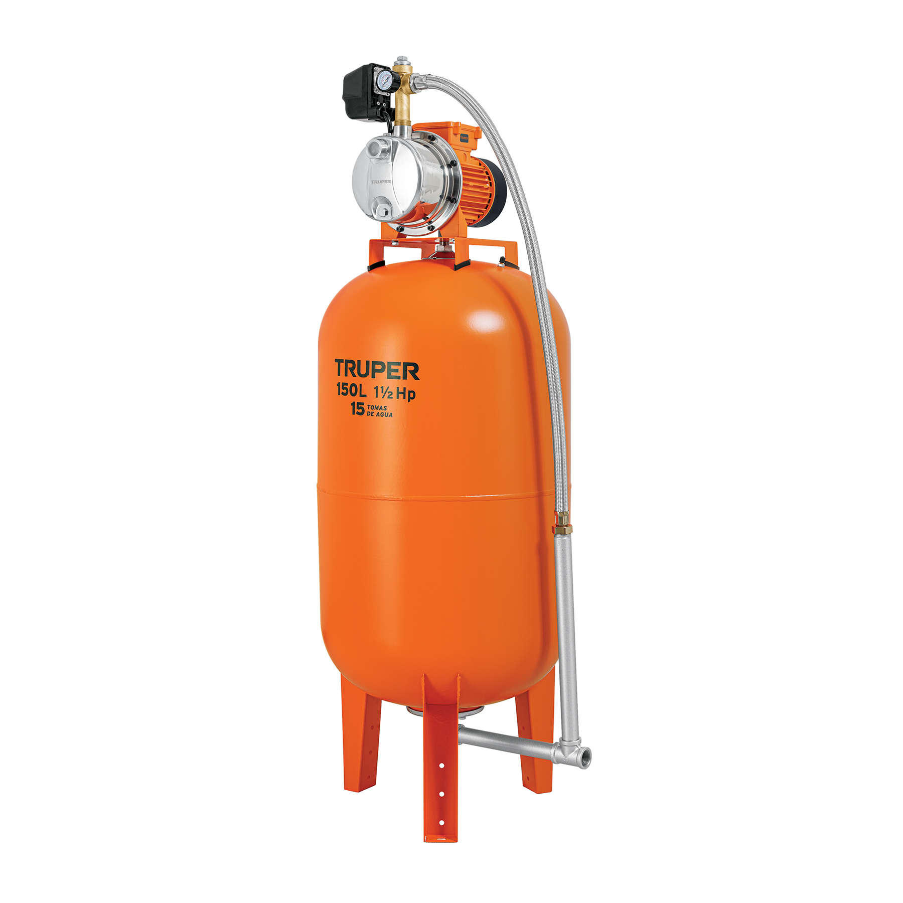 Equipo hidroneumático 150L, bomba Jet inox. 1-1/2 HP, TRUPER