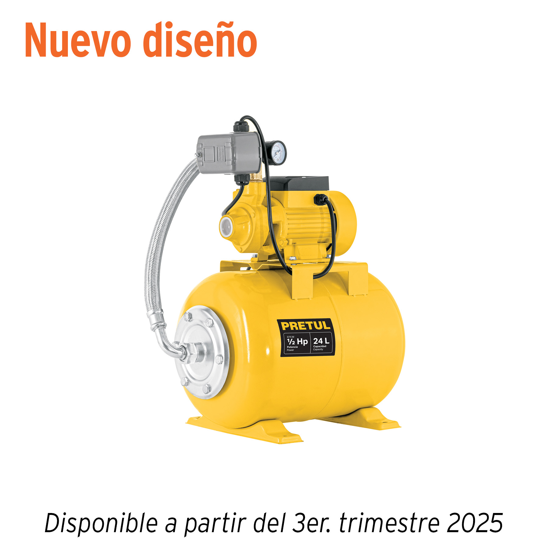 Equipo hidroneumático 24L, bomba periférica 1/2 HP, PRETUL
