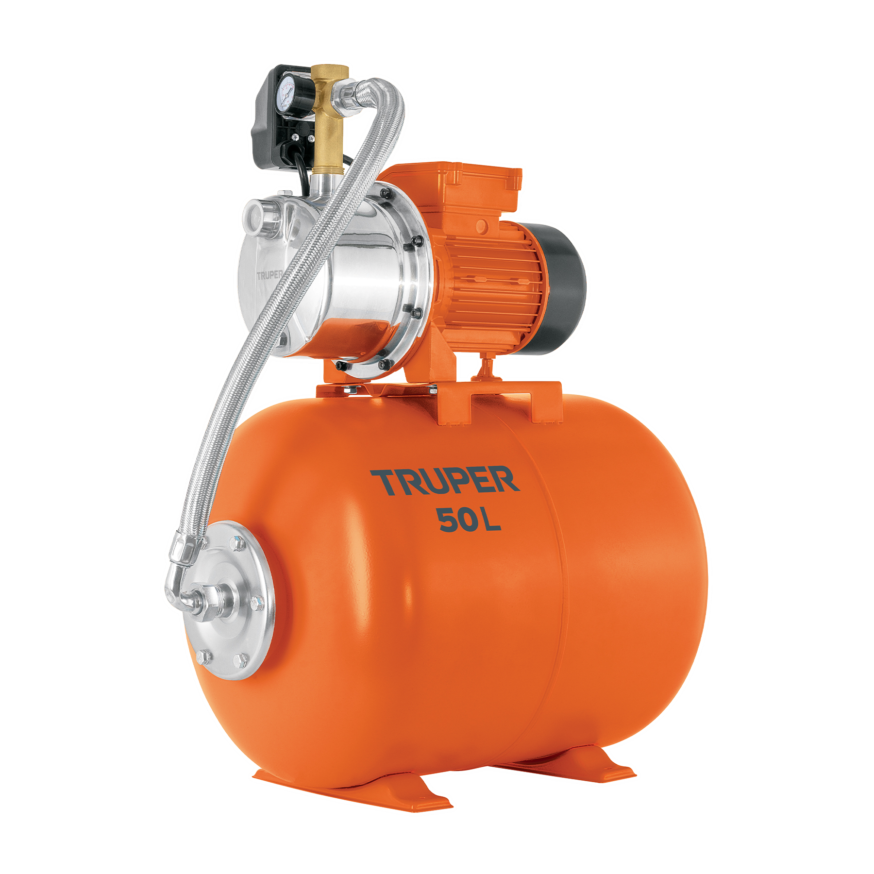 Equipo hidroneumático 50L, bomba jet inox. 1 HP, TRUPER