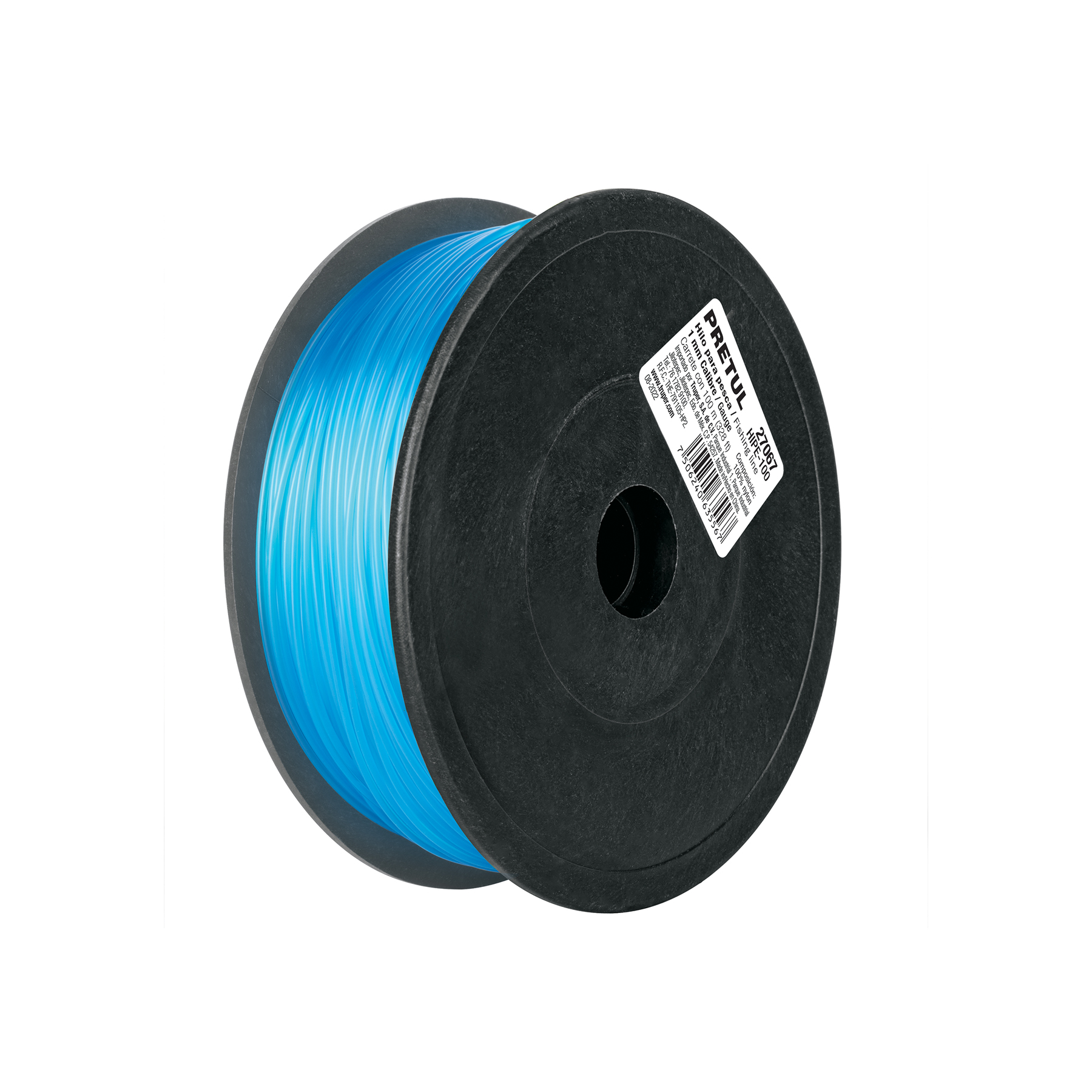 Carrete con 100 m de hilo para pesca azul calibre 1.00 mm