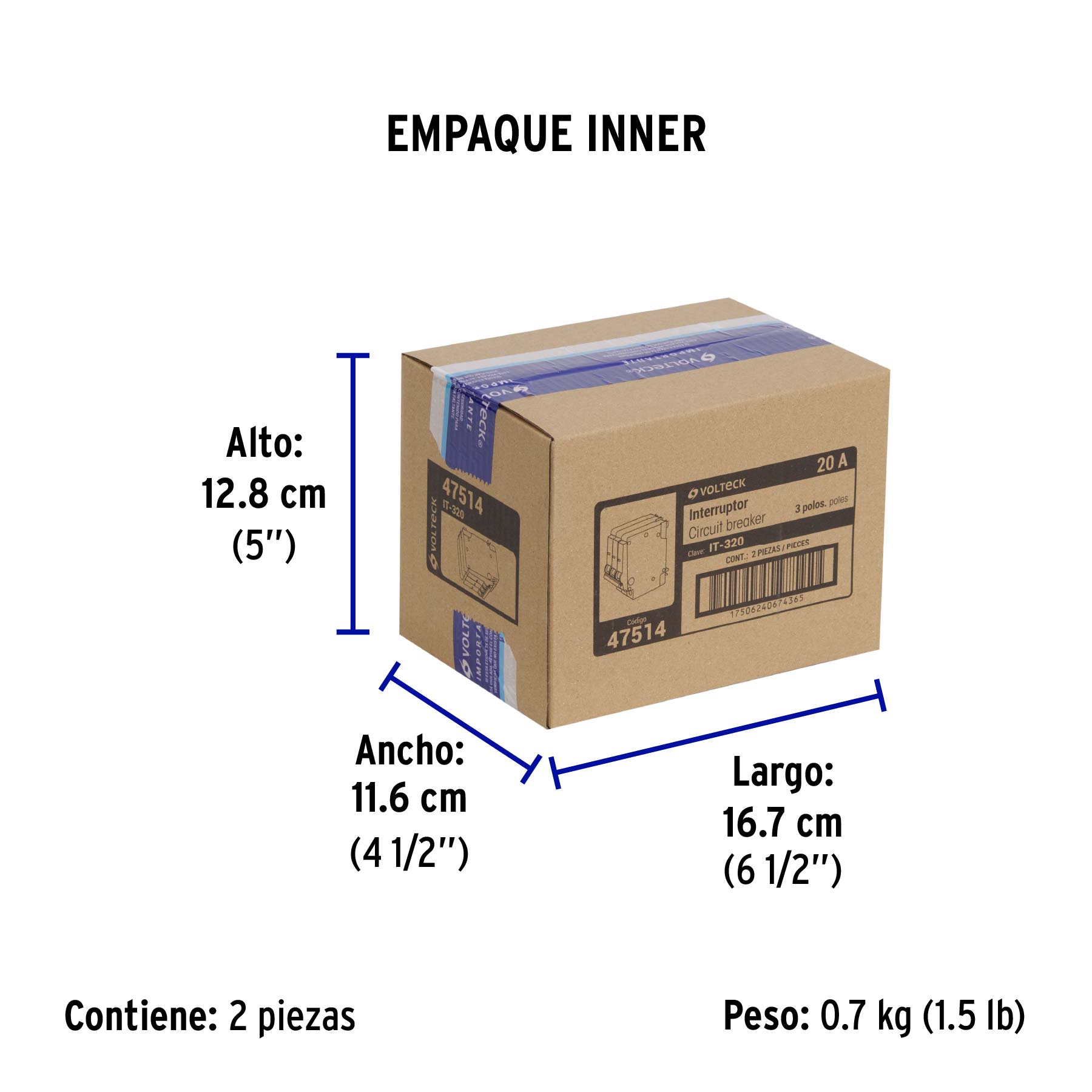 Interruptor de 3 polos 20A, enchufable, VOLTECK