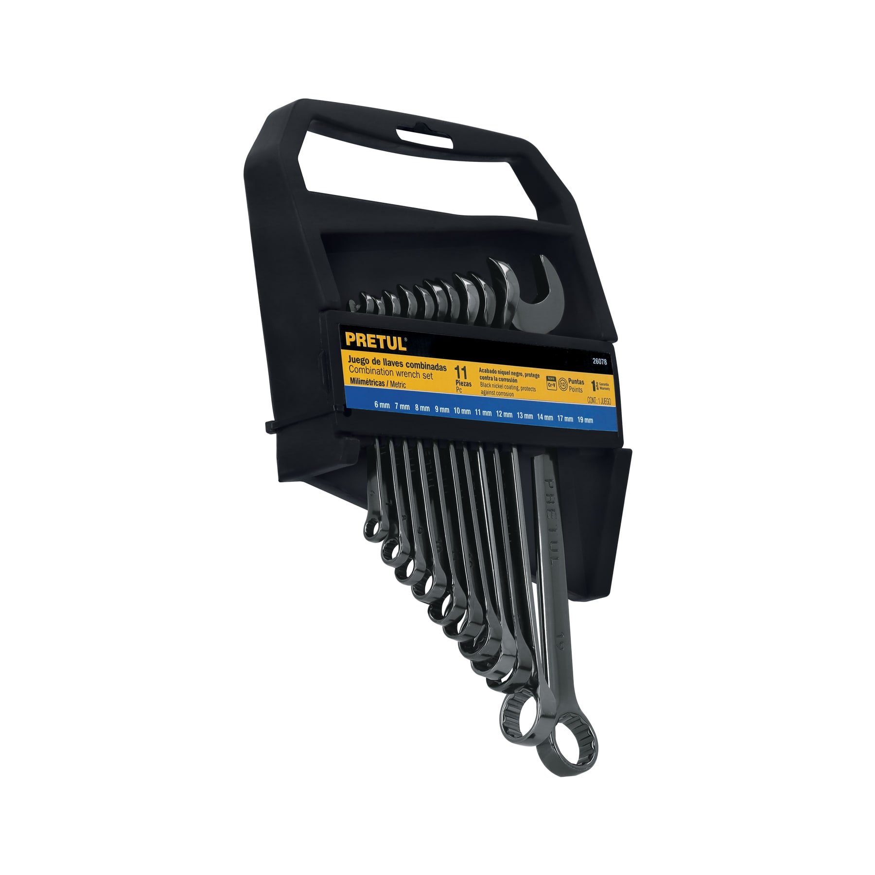 Juego de 11 llaves combinadas mm, acabado gun metal, Pretul