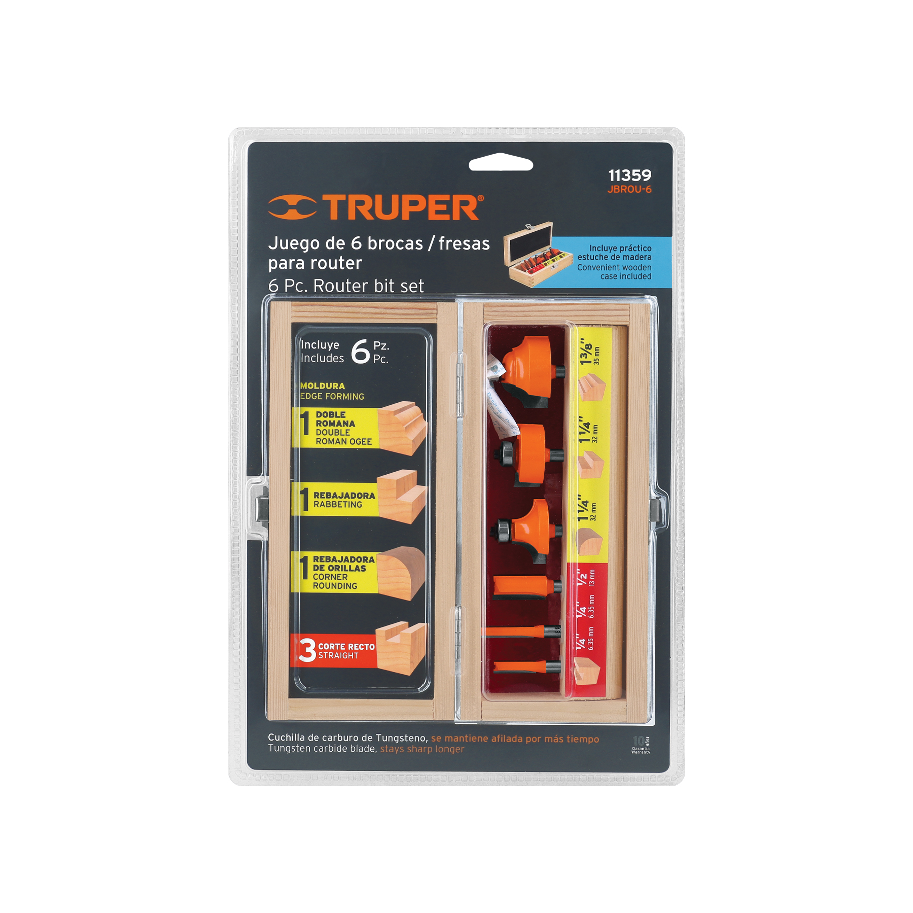 Juego de 6 brocas para router, Truper - Imagen 3