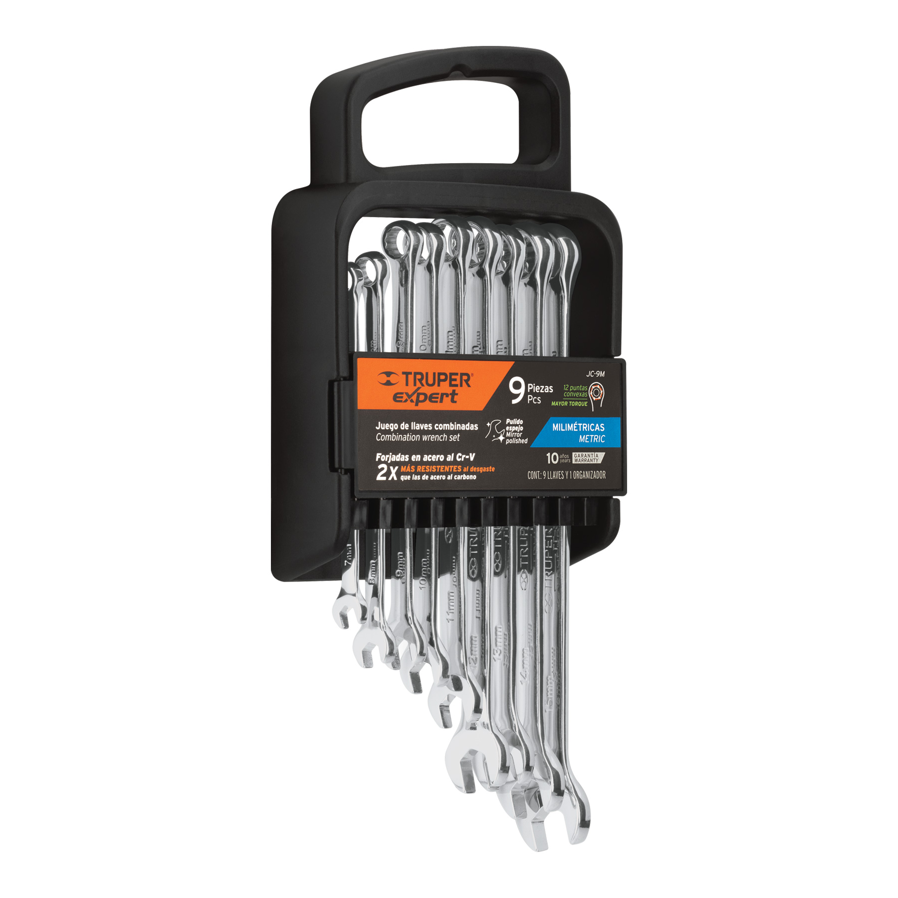 Juego de 9 llaves combinadas extralargas pulidas mm, EXPERT