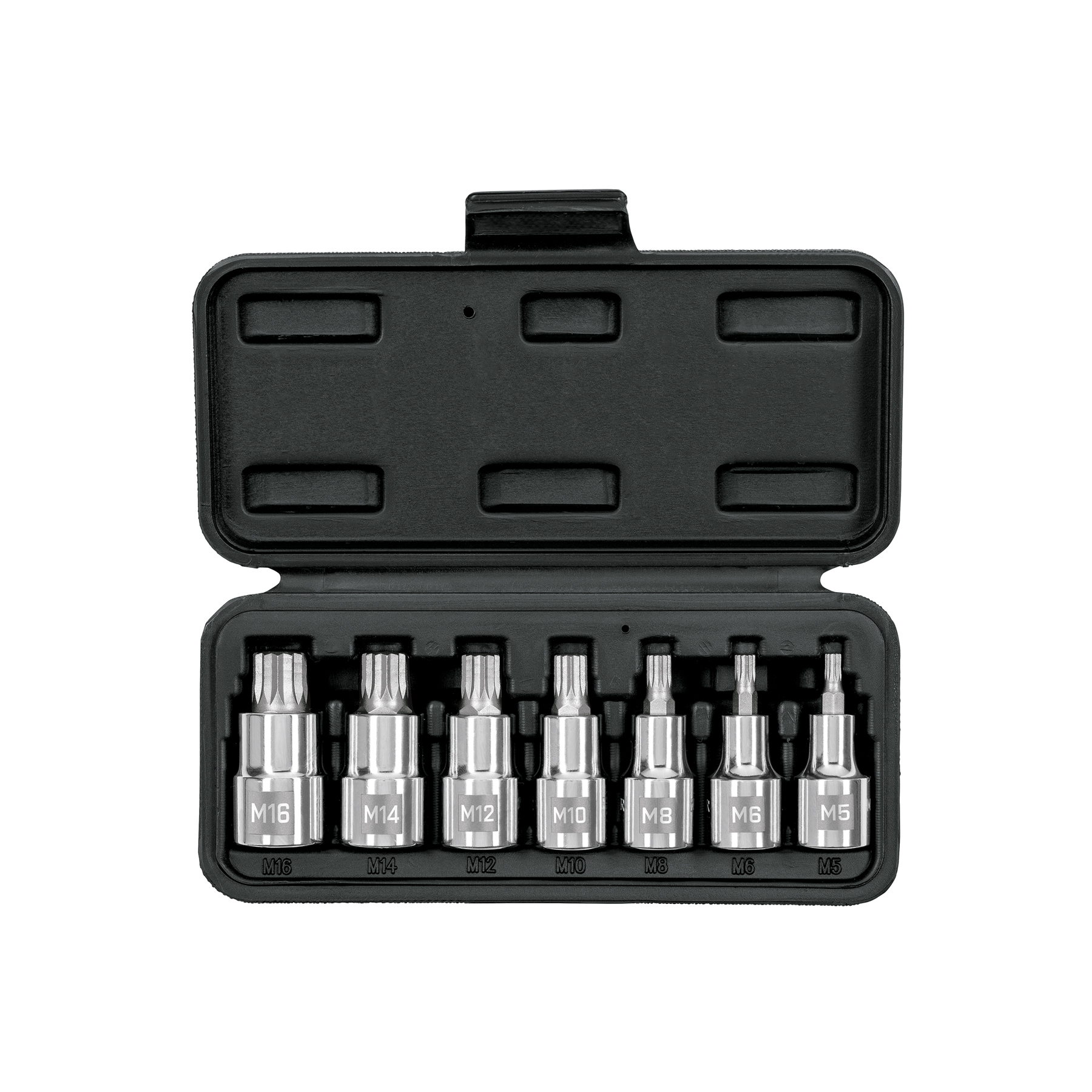 Juego de 7 dados cuadro 1/2' punta corta bristol, en estuche