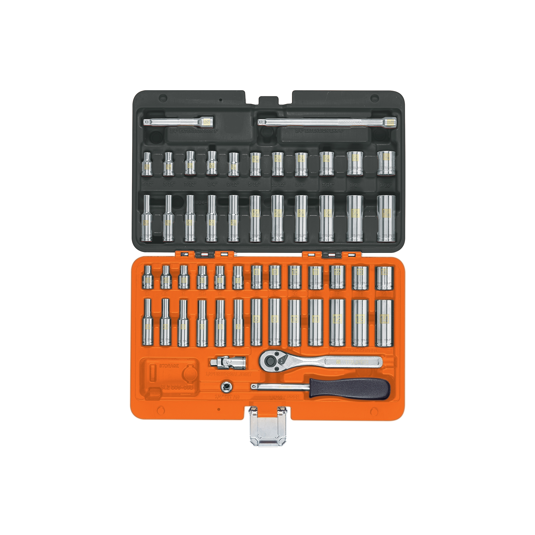 Juego de 54 herramientas cuadro 1/4' std y mm para mecánico