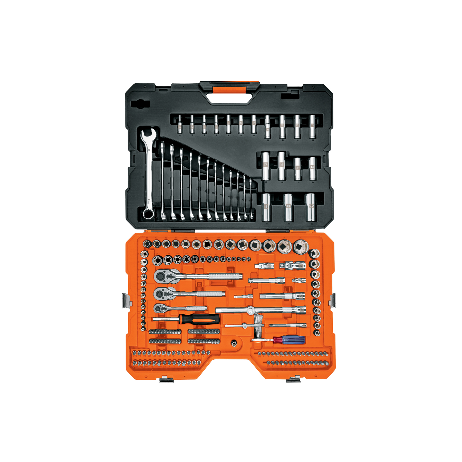 Juego 210 herramientas 1/4', 3/8' y 1/2' std y mm p/mecánico