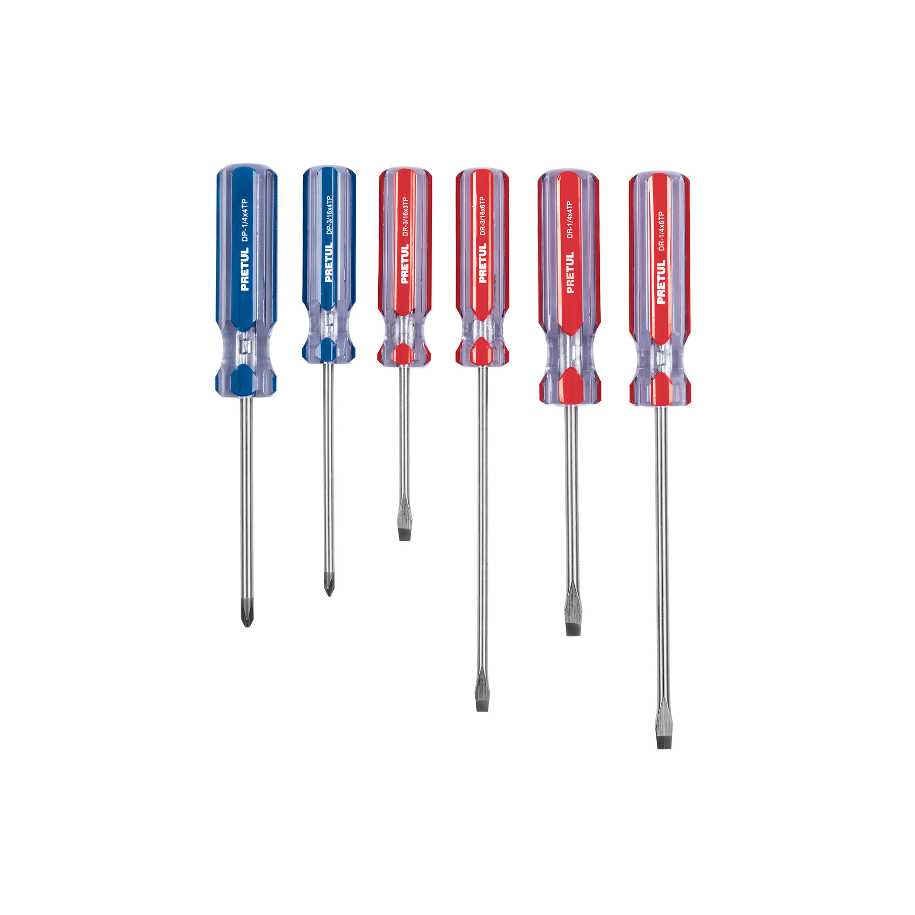 Juego de 6 desarmadores mango de PVC, Pretul