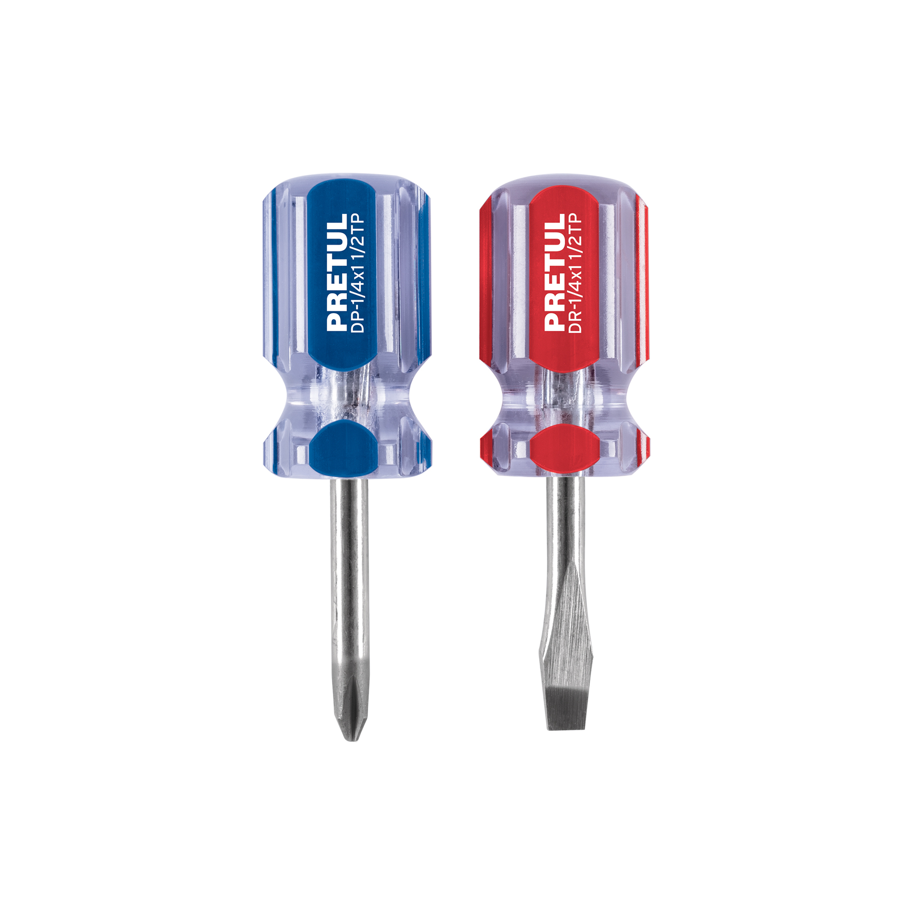 Dúo de desarmadores 1/4 x 1-1/2' mango de PVC, Pretul