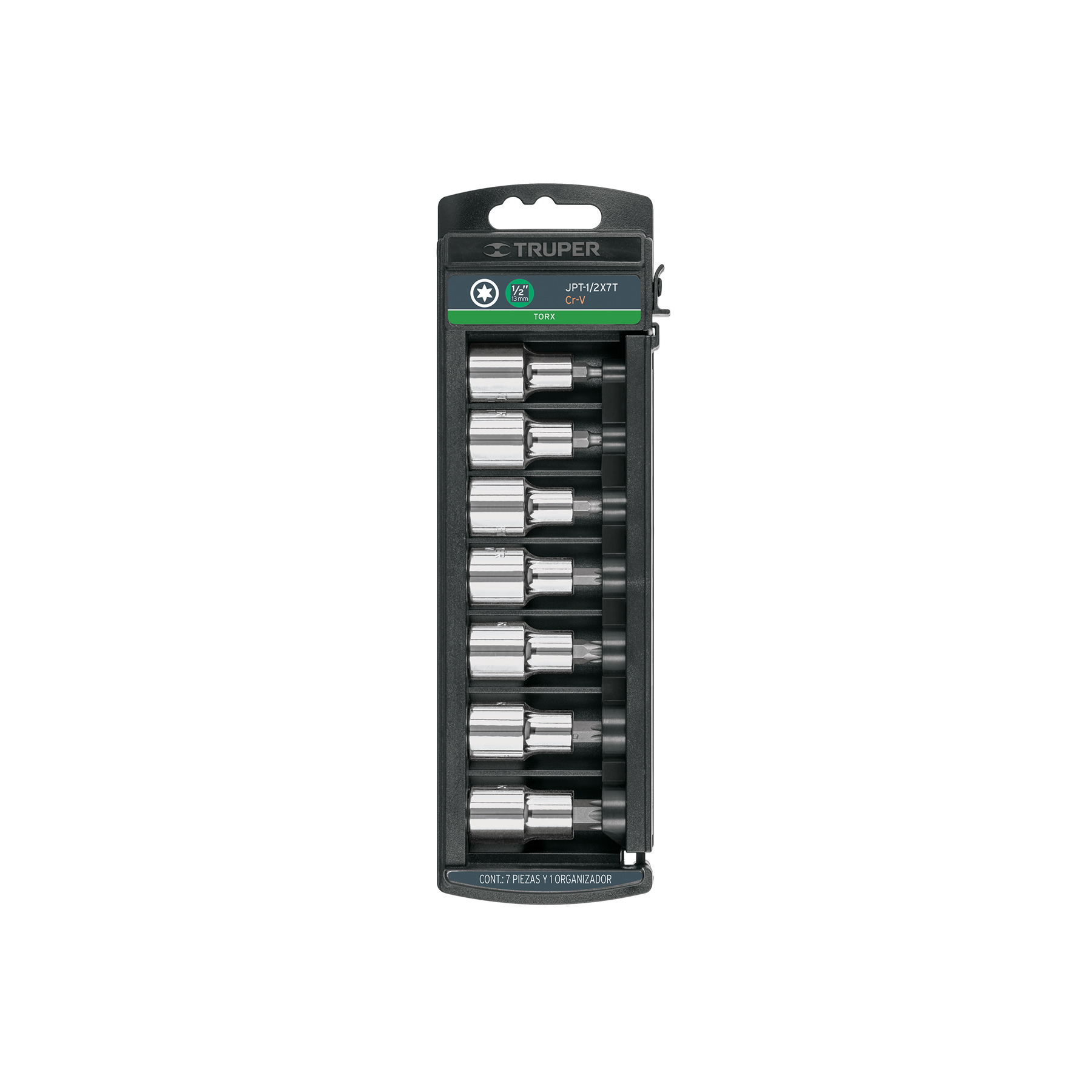 Juego de 7 dados cuadro 1/2' punta torx, Truper