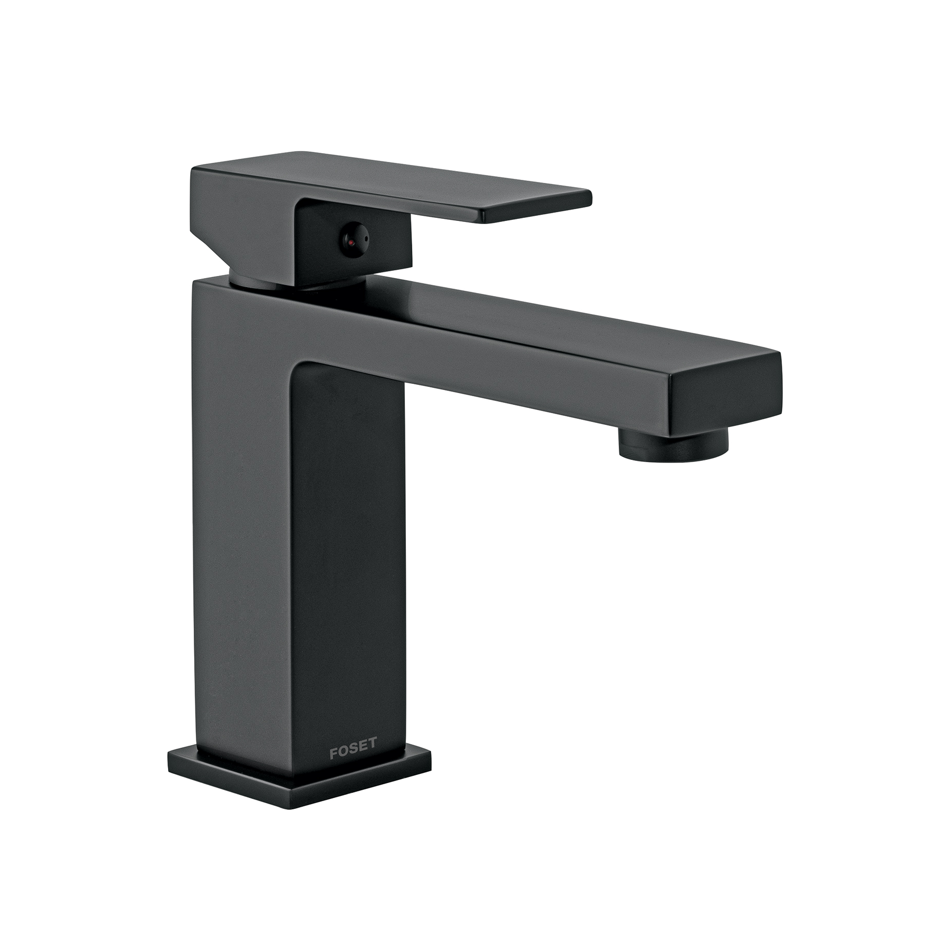 Monomando corto para lavabo, negro, FOSET KUBO