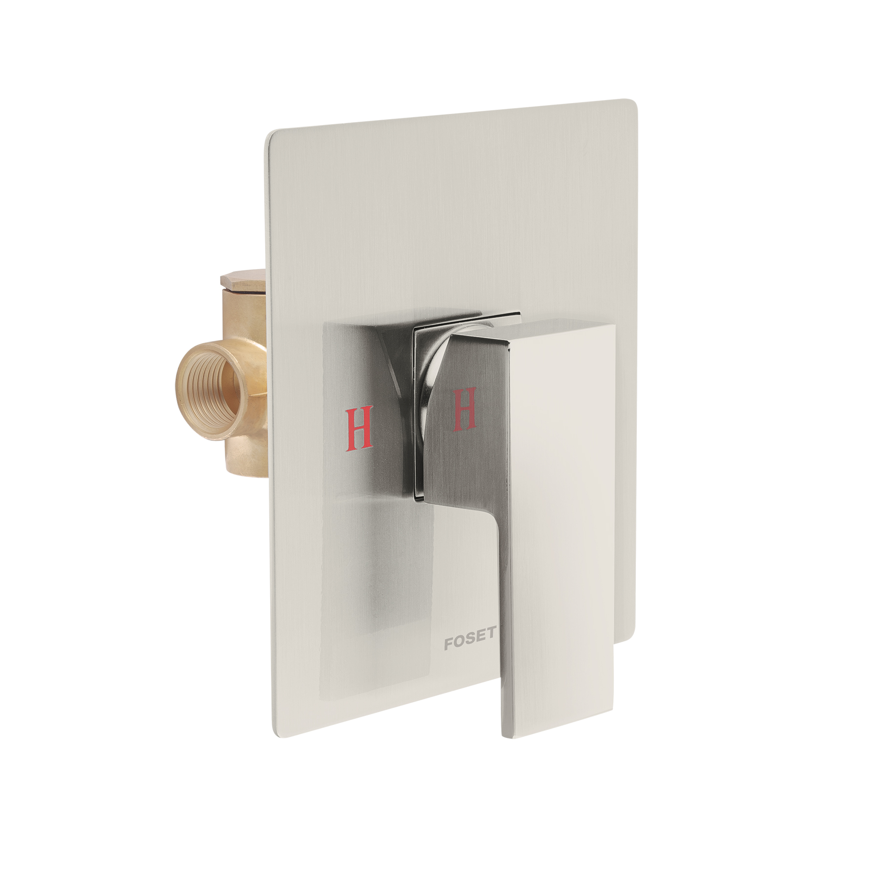 Monomando para regadera sin desviador, satín, FOSET KUBO