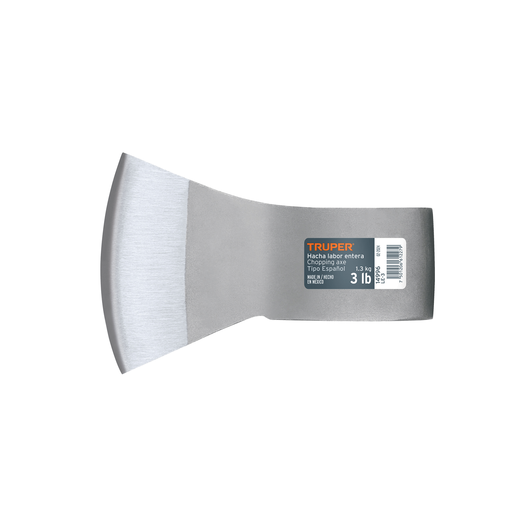 Hacha labor entera 3 lb, sin mango, TRUPER