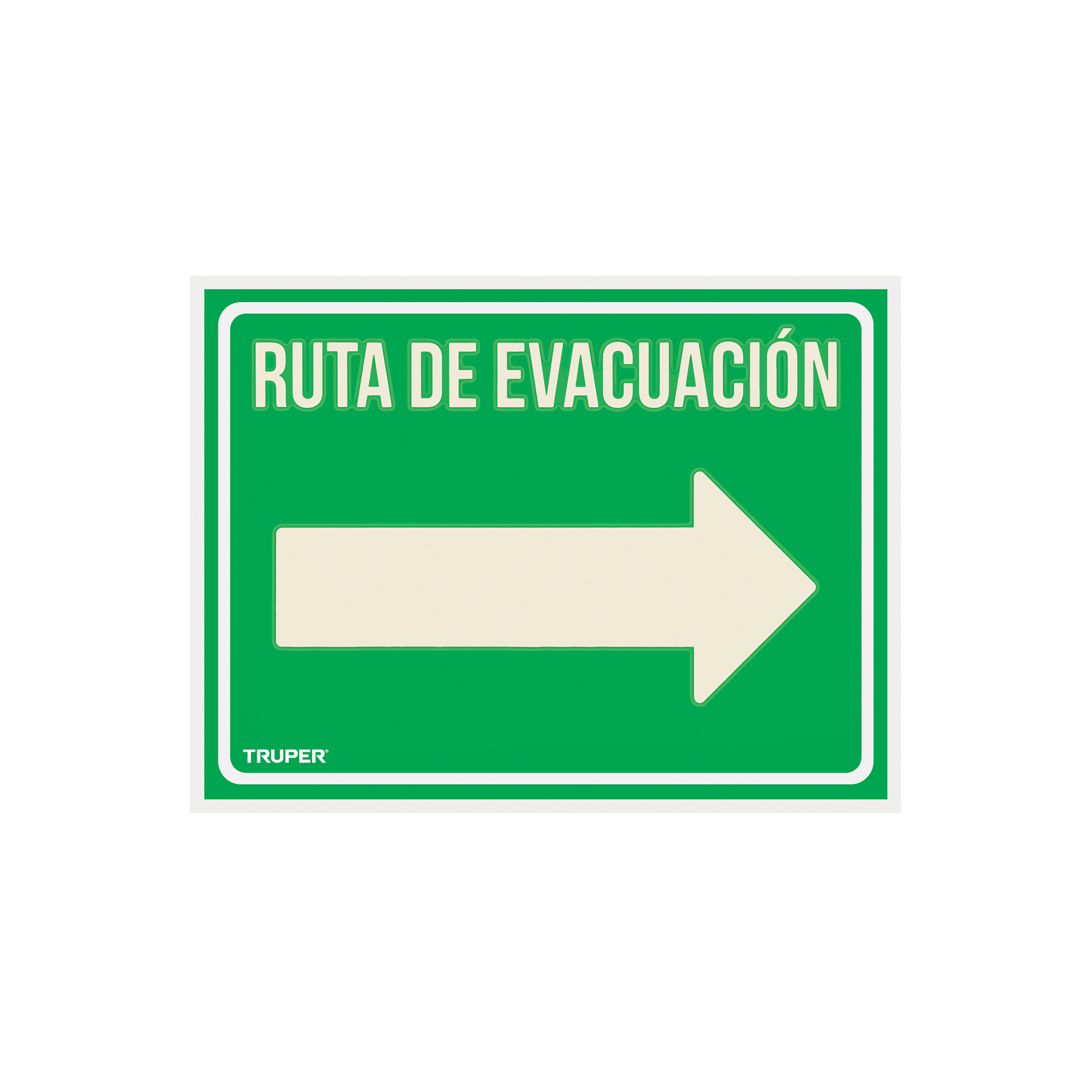 Letrero de señalización 'RUTA EVACUACIÓN DERECHA',21 x 28 cm