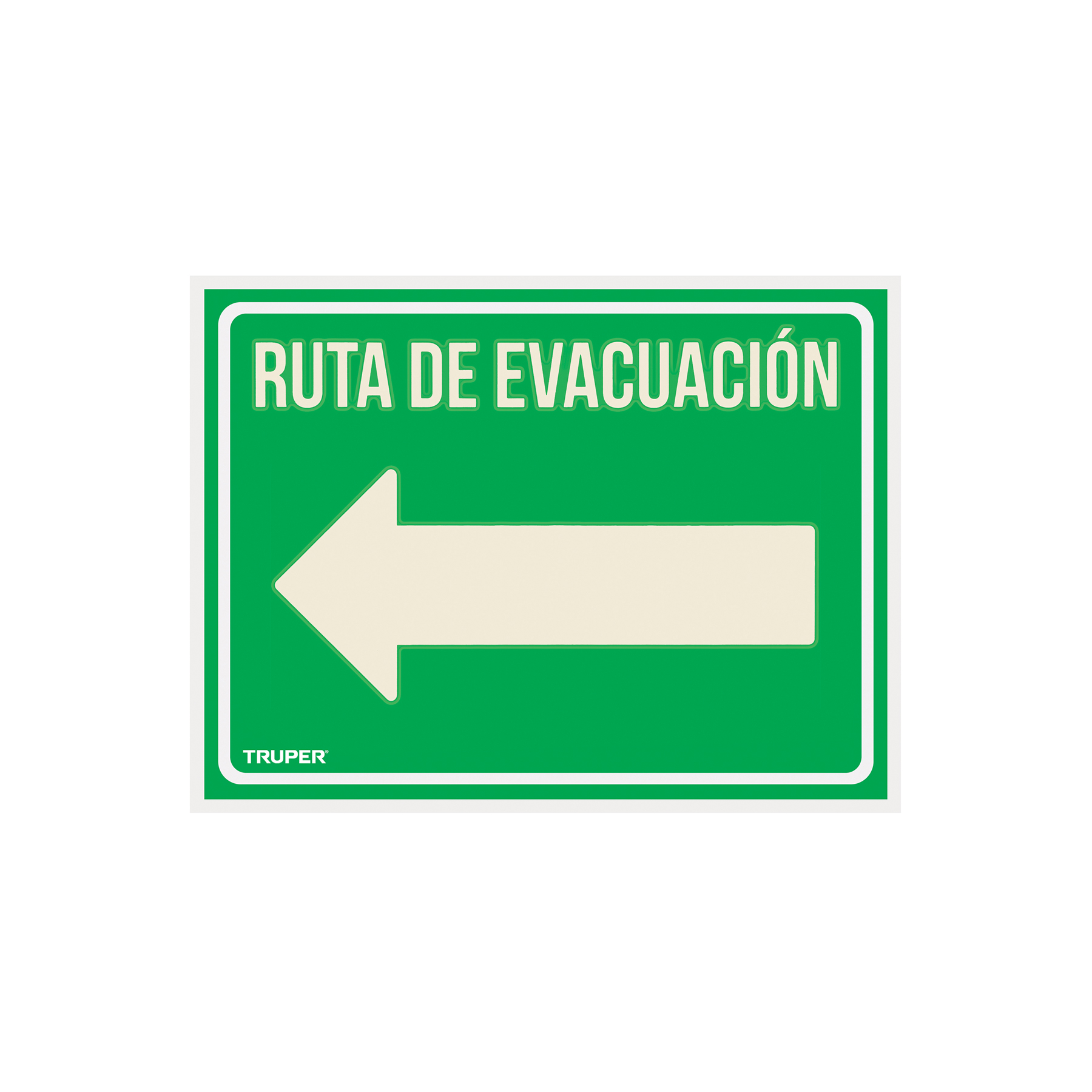 Letrero de señalización 'RUTA EVACUACIÓN IZQUIERDA',21x28 cm