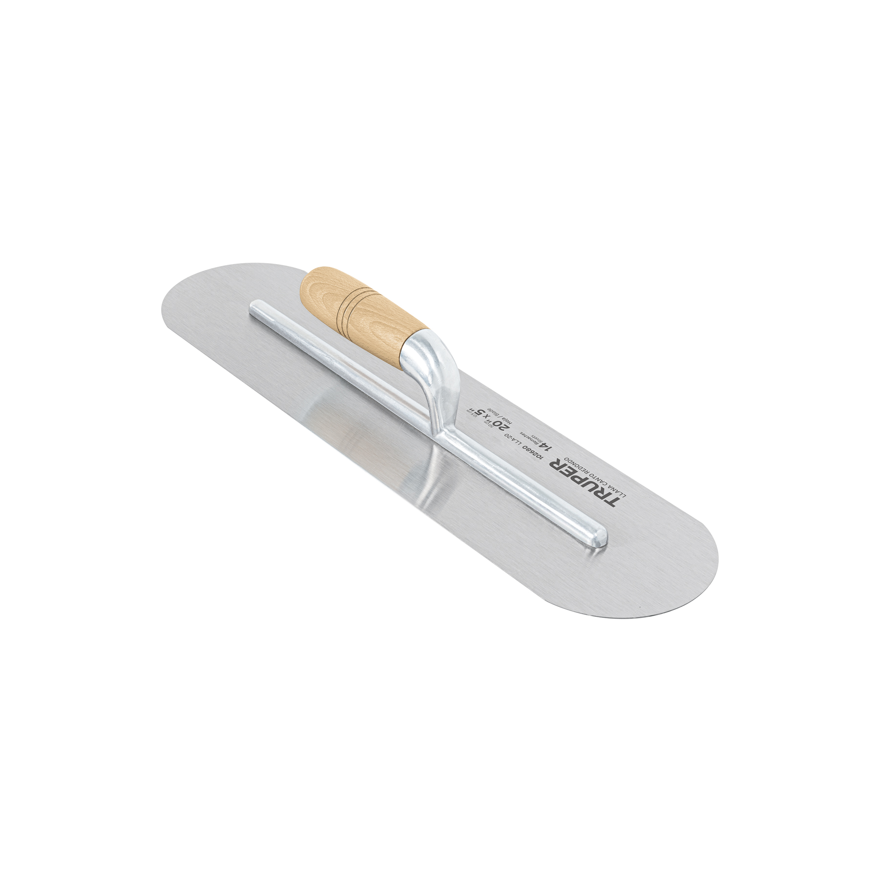 Llana canto redondo 20' x 5' con mango de madera, Truper