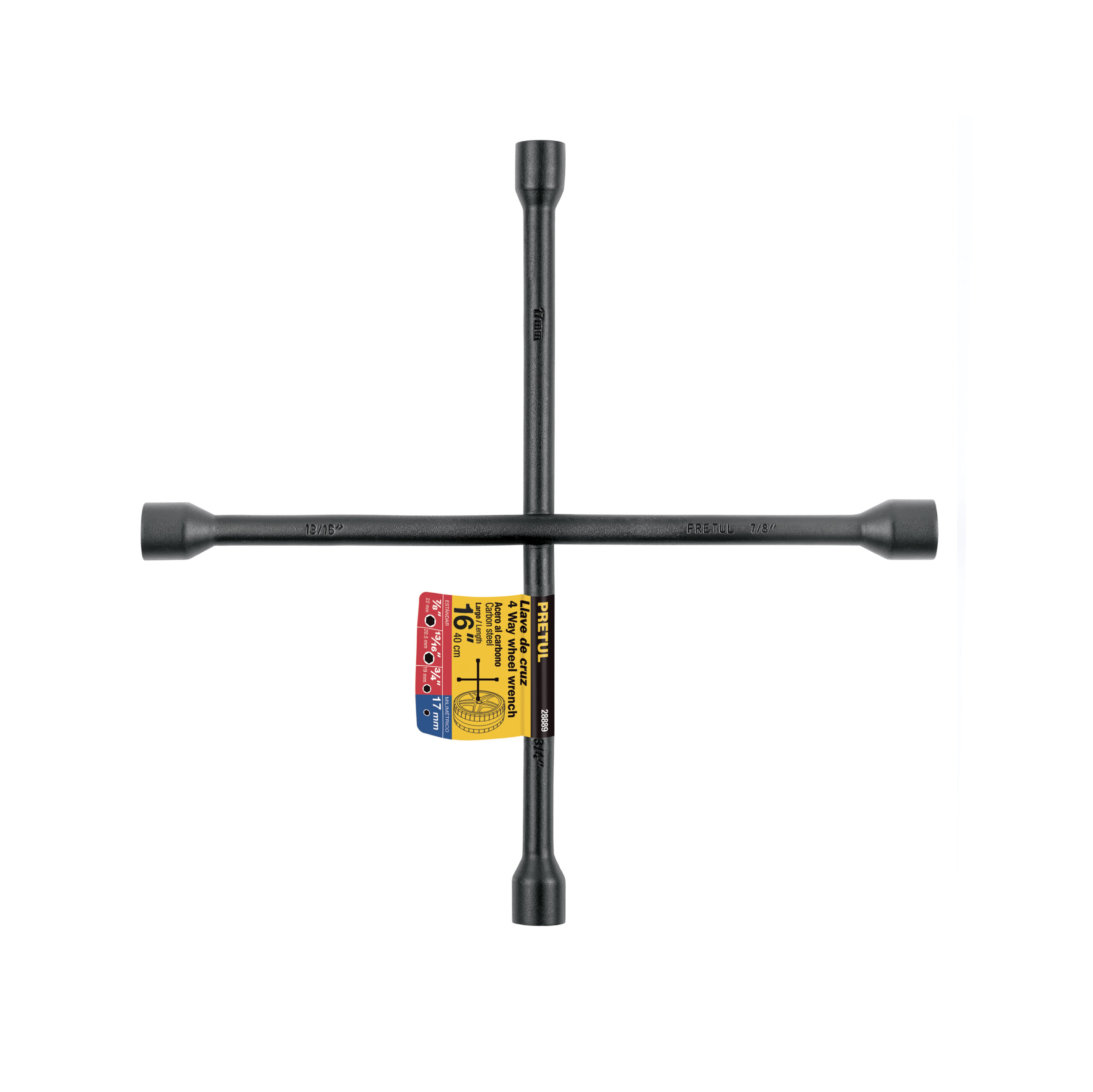 Llave de cruz 16', acabado negro mate, PRETUL