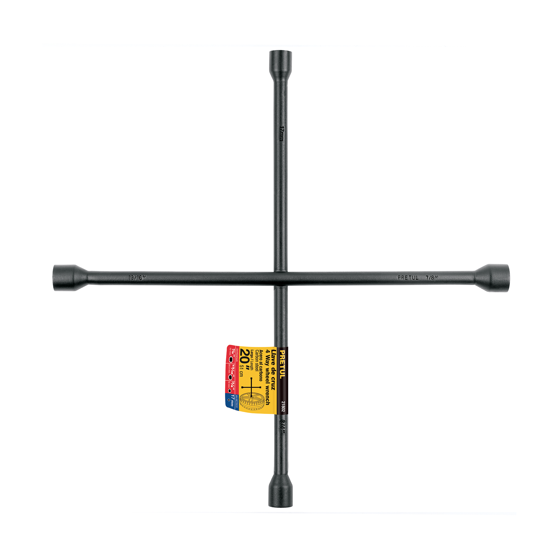 Llave de cruz 20', acabado negro mate, PRETUL