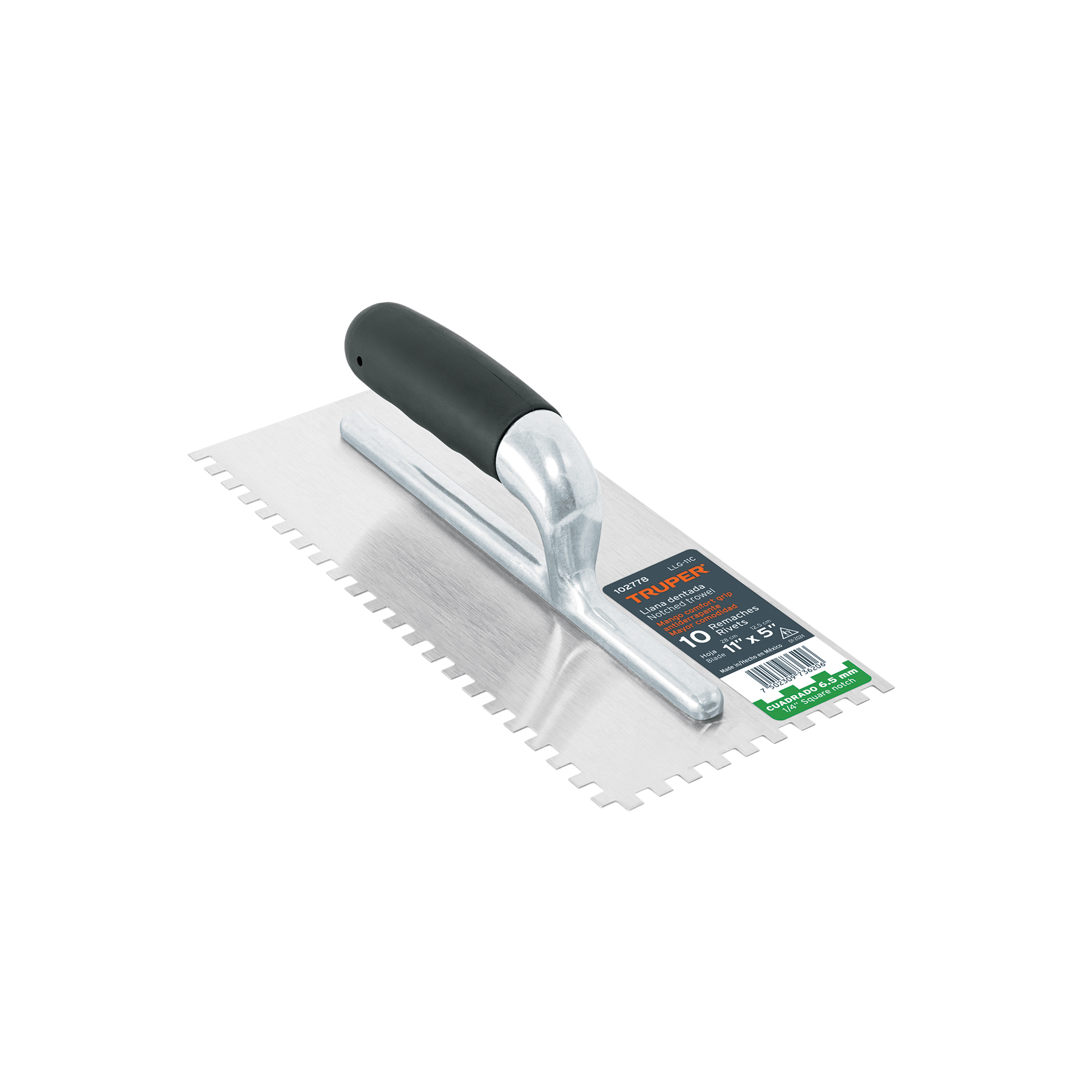 Llana 11' dentado cuadrado 1/4', 10 remaches, mgo comfort