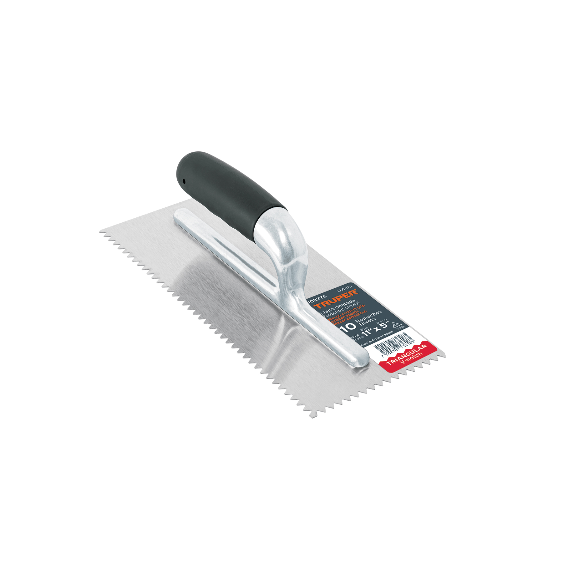 Llana 11' dentado triangular, 10 remaches, mgo comfort grip